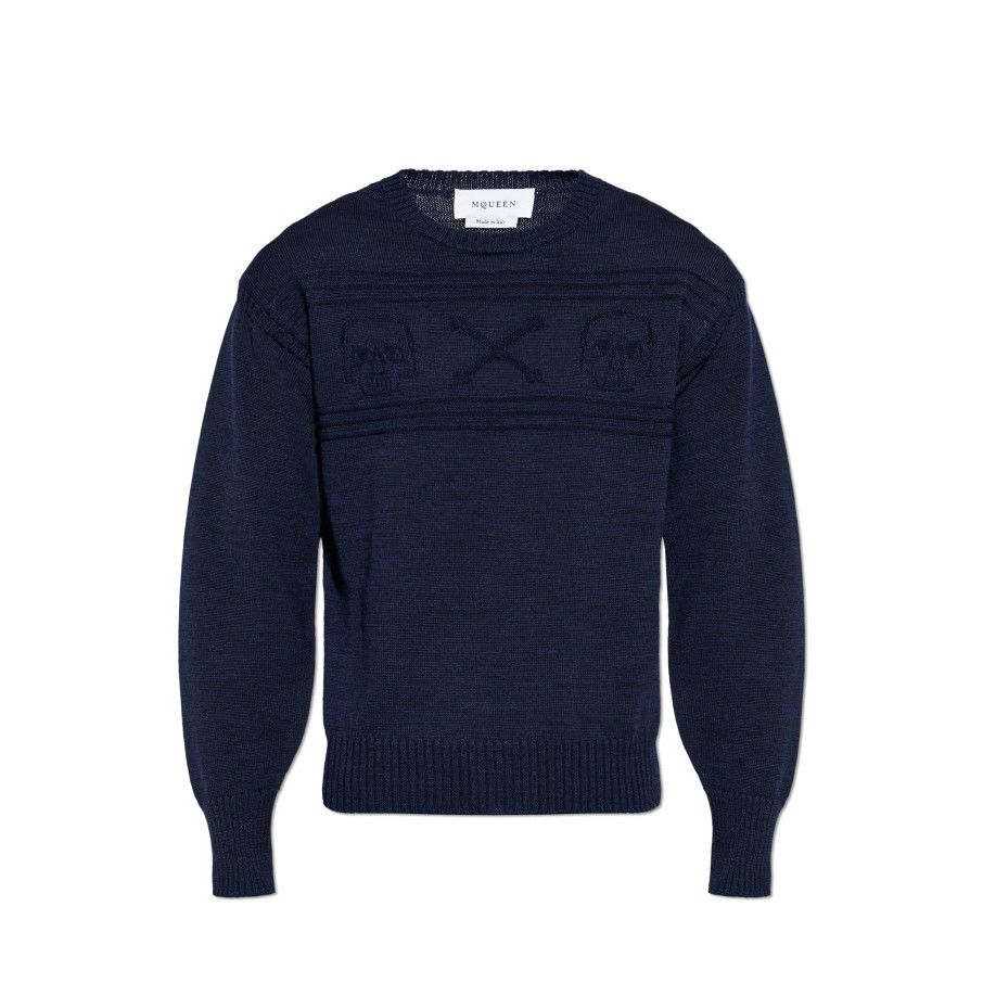 Alexander McQueen ALEXANDER MCQUEEN Navy Blue Wool Sweater New & Authentic (Me Size US XL / EU 56 / 4 - 1 Preview
