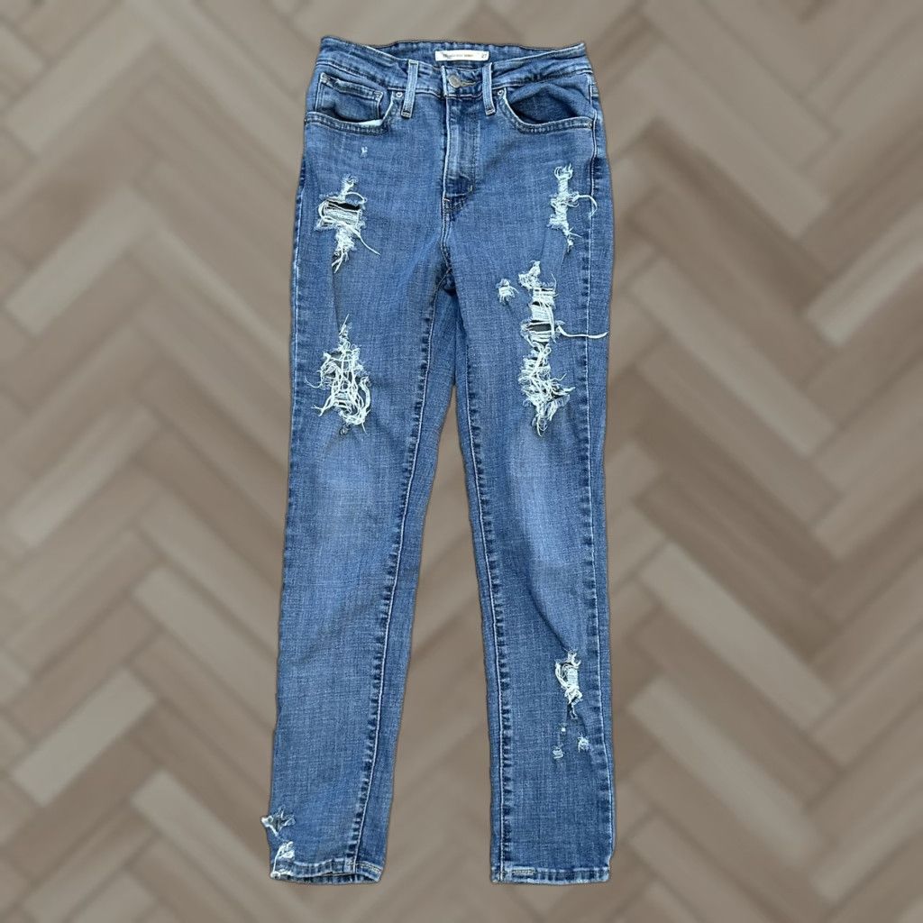Levi's Levi's 721 High Rise Skinny Jeans Womens 27 Blue Denim 28in Inseam 5-Pocket Stretch Cotton Elastane Regular Size Type Regular Size 27" / US 4 / IT 40 - 1 Thumbnail