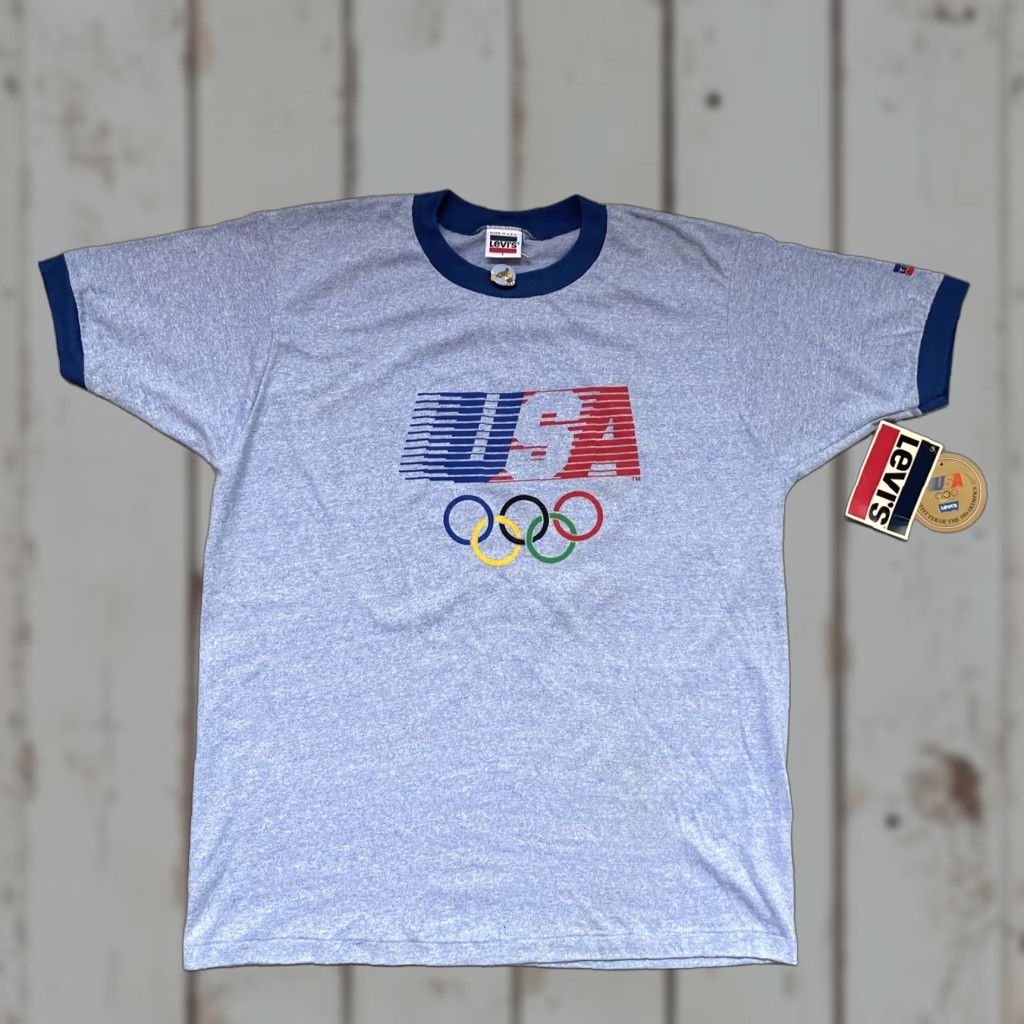 Vintage VINTAGE Levis LA Olympics T-Shirt Ringer Made In USA NOS NWT with PIN L Mens Size US L / EU 52-54 / 3 - 1 Thumbnail