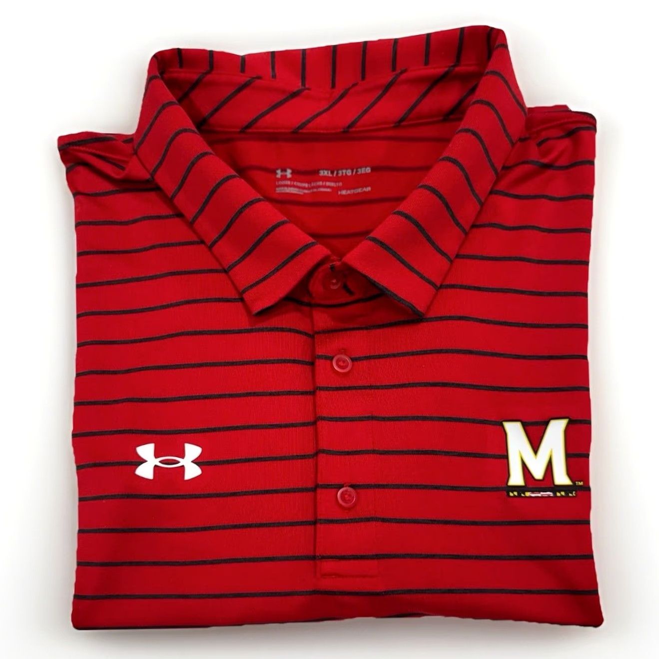 Under Armour Under Armour Maryland Terrapins Performance Polo Shirt Men’s 3XL Loose Fit Red Striped Polo Size US XXL / EU 58 / 5 - 2 Thumbnail