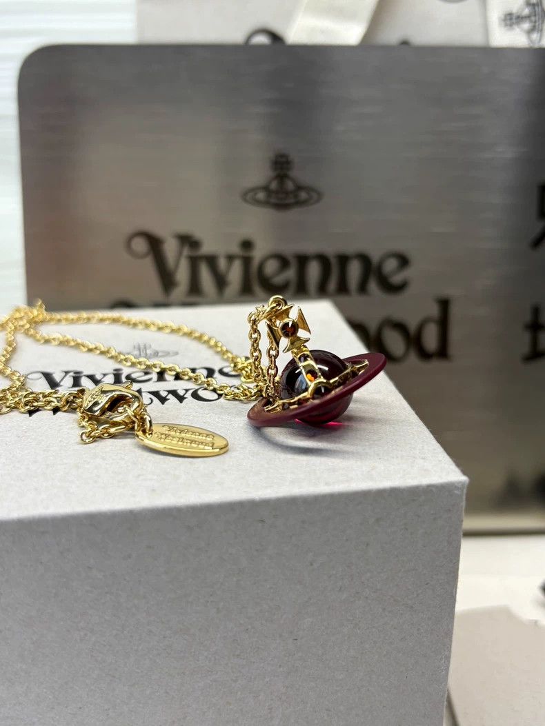 Vivienne Westwood Vivienne Westwood Orb-Medium Size Necklace with Wine Red/C Size ONE SIZE - 1 Thumbnail