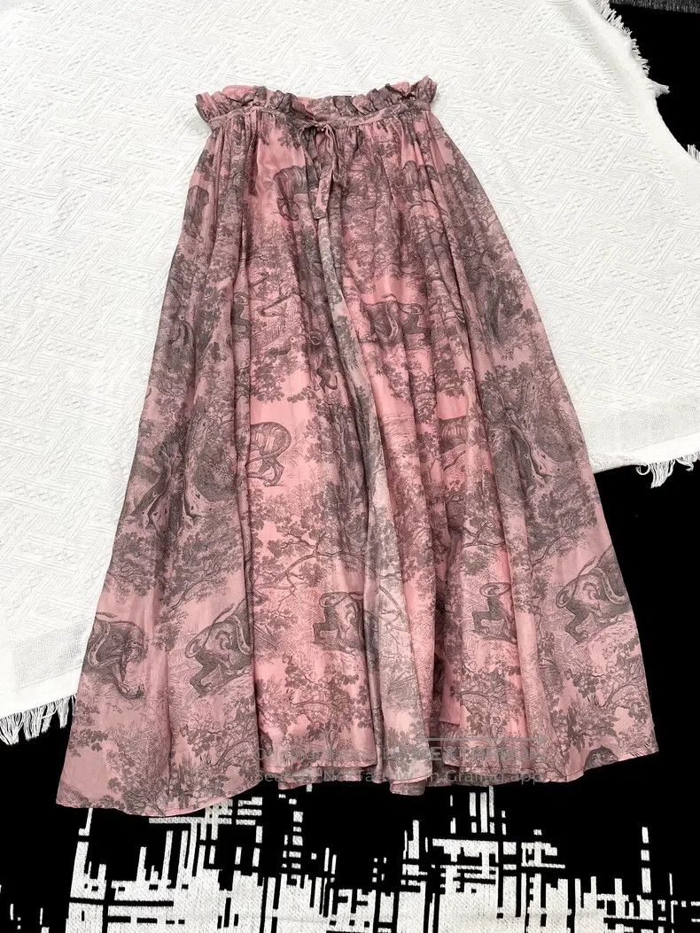 Dior Dior Vacation Series Pink Jui Print Long Skirt Half Skirt Size 26" / US 2 / IT 38 - 1 Thumbnail