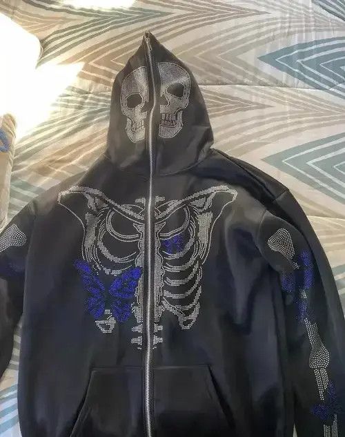 Other Full Zip Up Hoodie Gothic Skeleton Butterfly🔥🔥🔥 Size US L / EU 52-54 / 3 - 2 Thumbnail