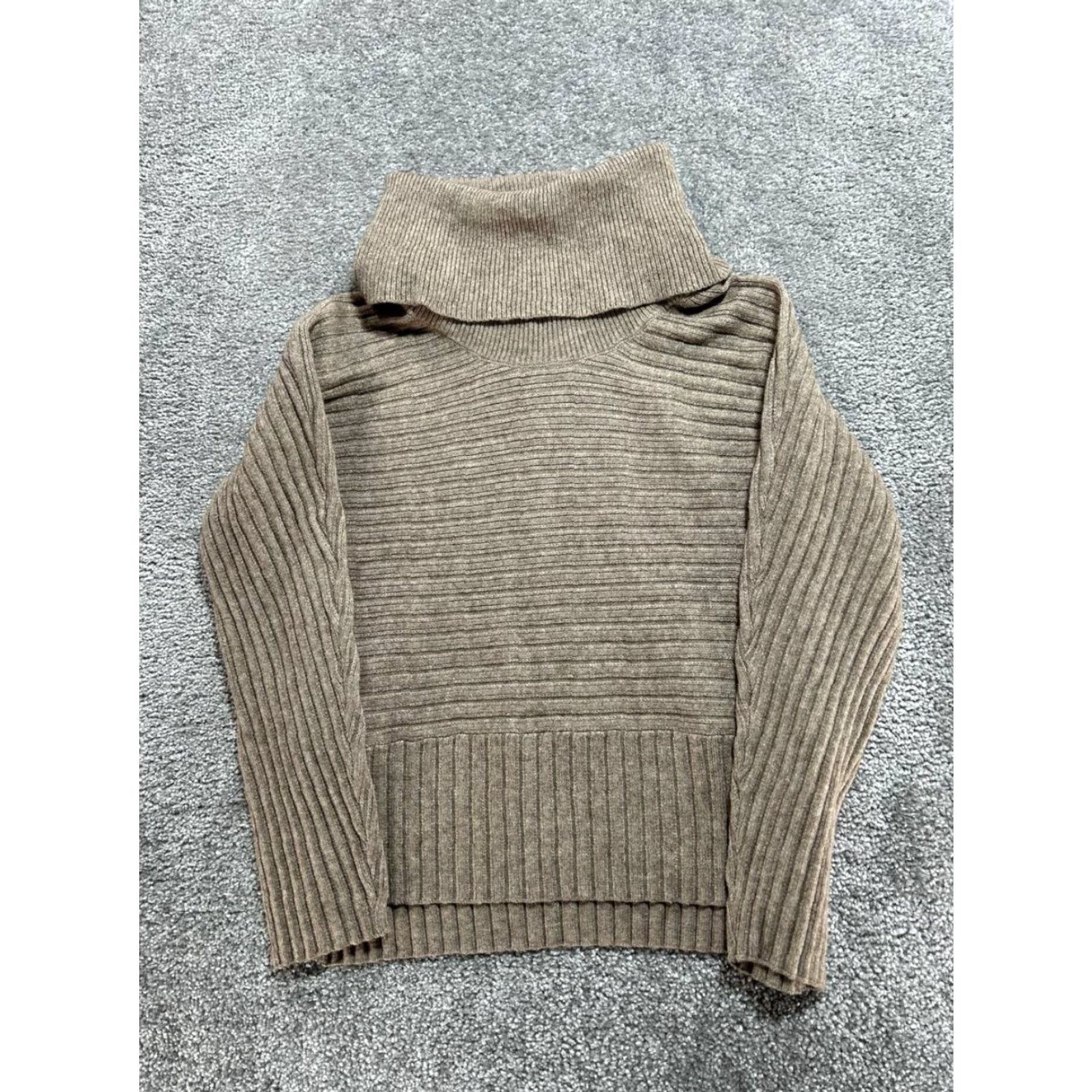 Anthropologie VINTAGE Anthropologie By Month Sweater Womens XXS Brown Ribbed Turtle Neck High Low Hem Size XXS / US 00 / IT 34 - 2 Thumbnail