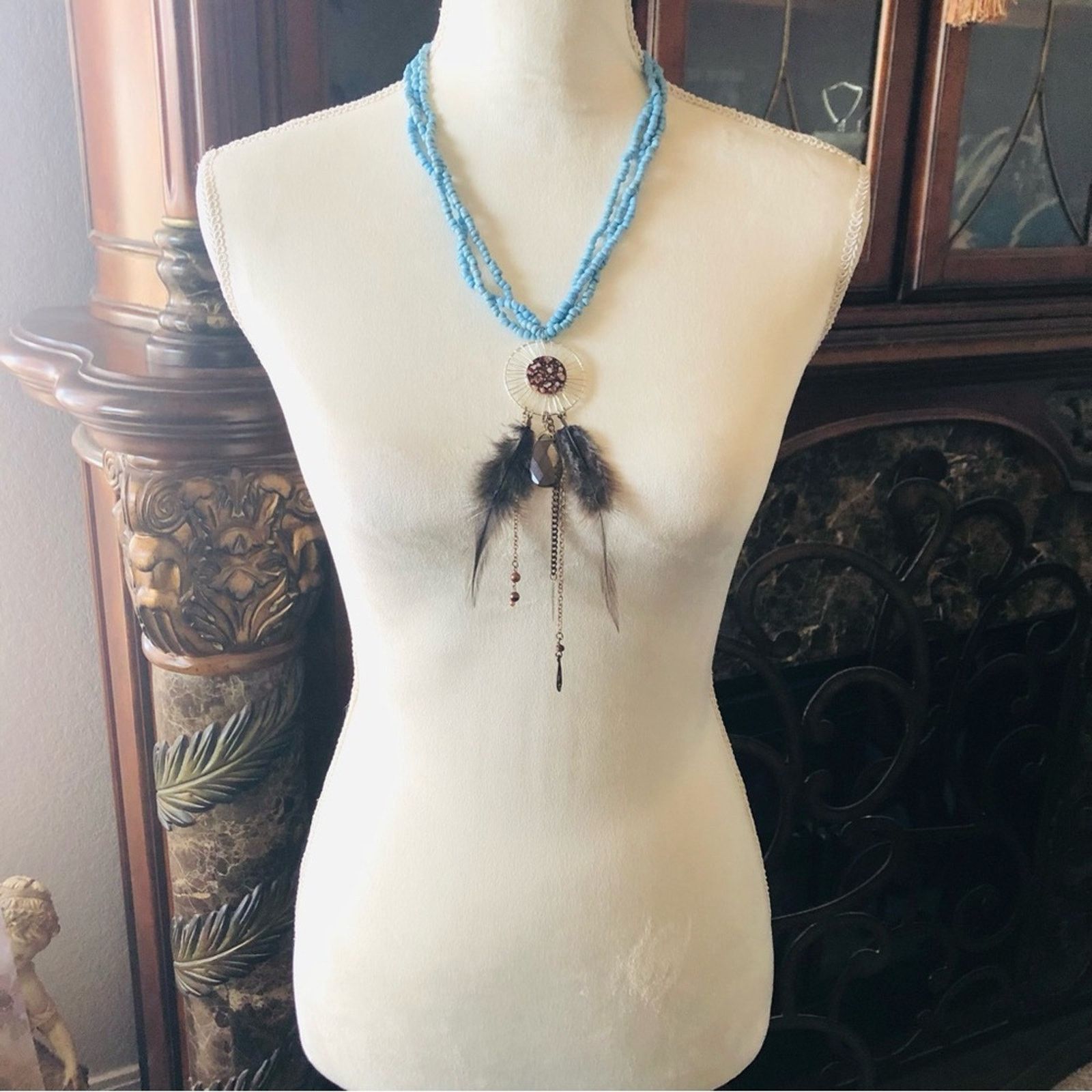 Handmade Handcrafted howlite southwestern medallion necklace Size ONE SIZE - 5 Thumbnail