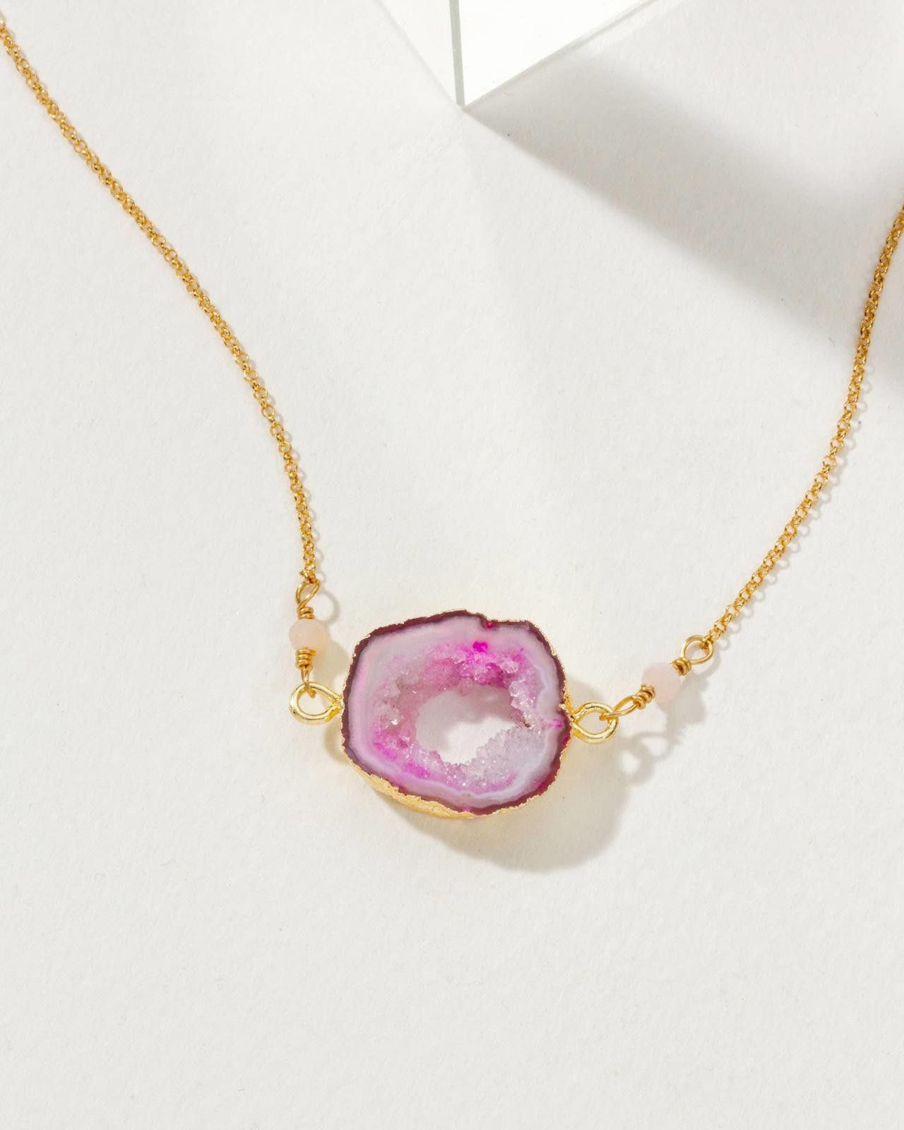 Other Luna Norte Earthly Geode Necklace- Agate Pink Tone Size ONE SIZE - 1 Thumbnail