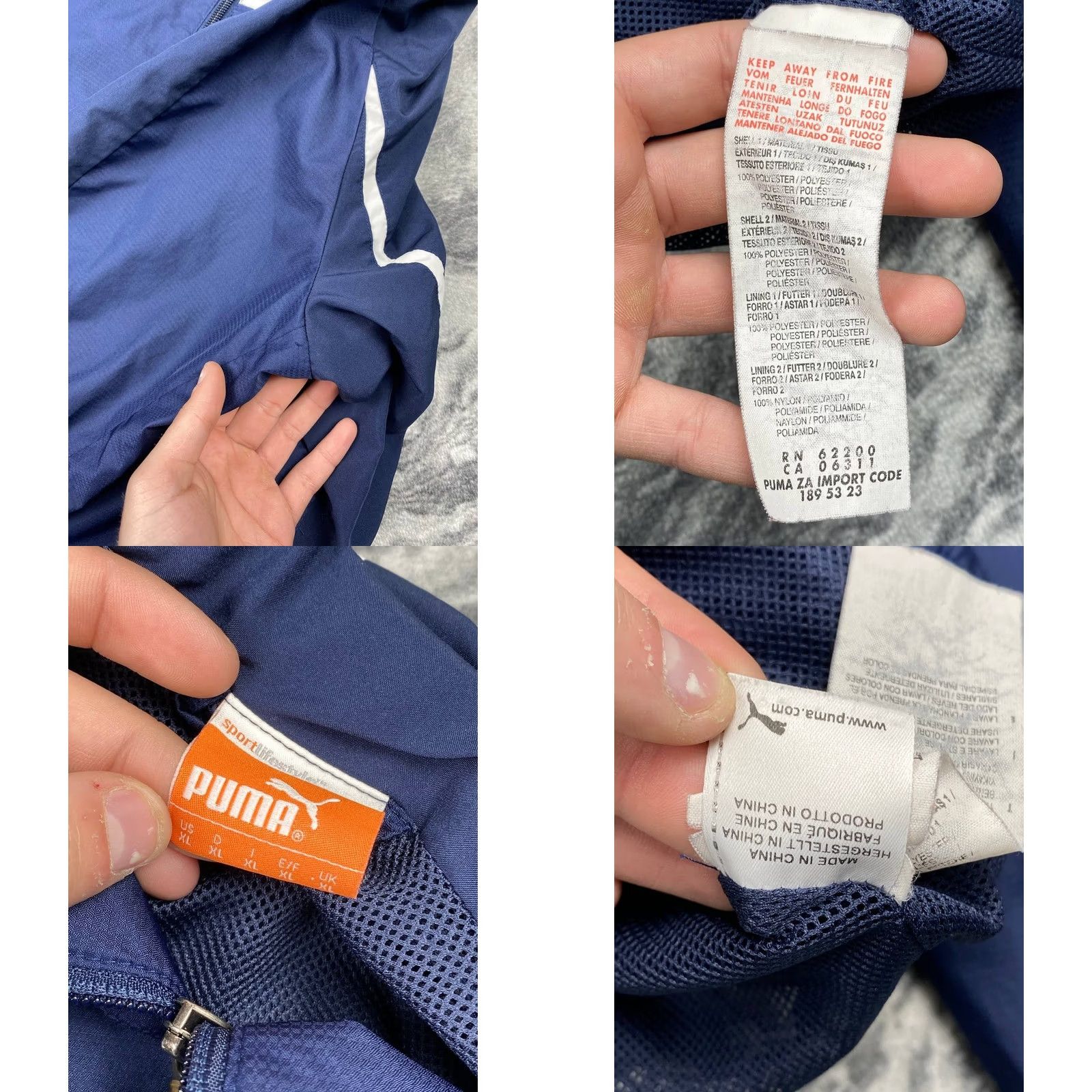 Puma VINTAGE PUMA Tracksuit Jacket And Pants 2 Piece Set XL Men Blue Logo Zip Long Sleeve Polyester Size 46R - 9 Thumbnail