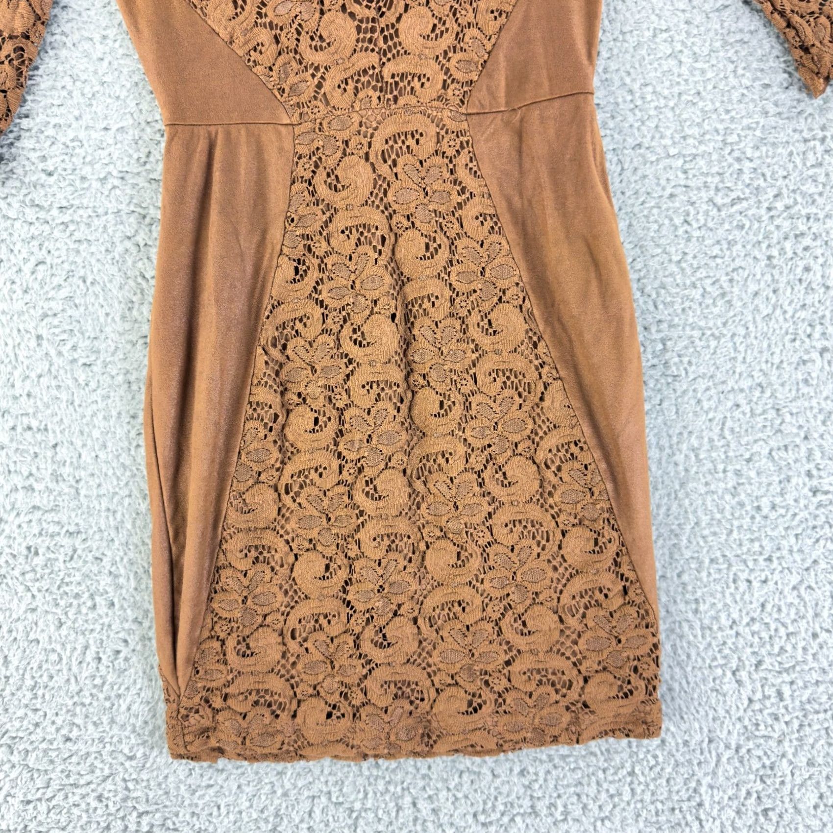 Vintage Nightcap x Carisa Rene Lace Mini Dress Womens Size 1 Brown 3/4 Sleeve Boho Size XS / US 0-2 / IT 36-38 - 4 Thumbnail