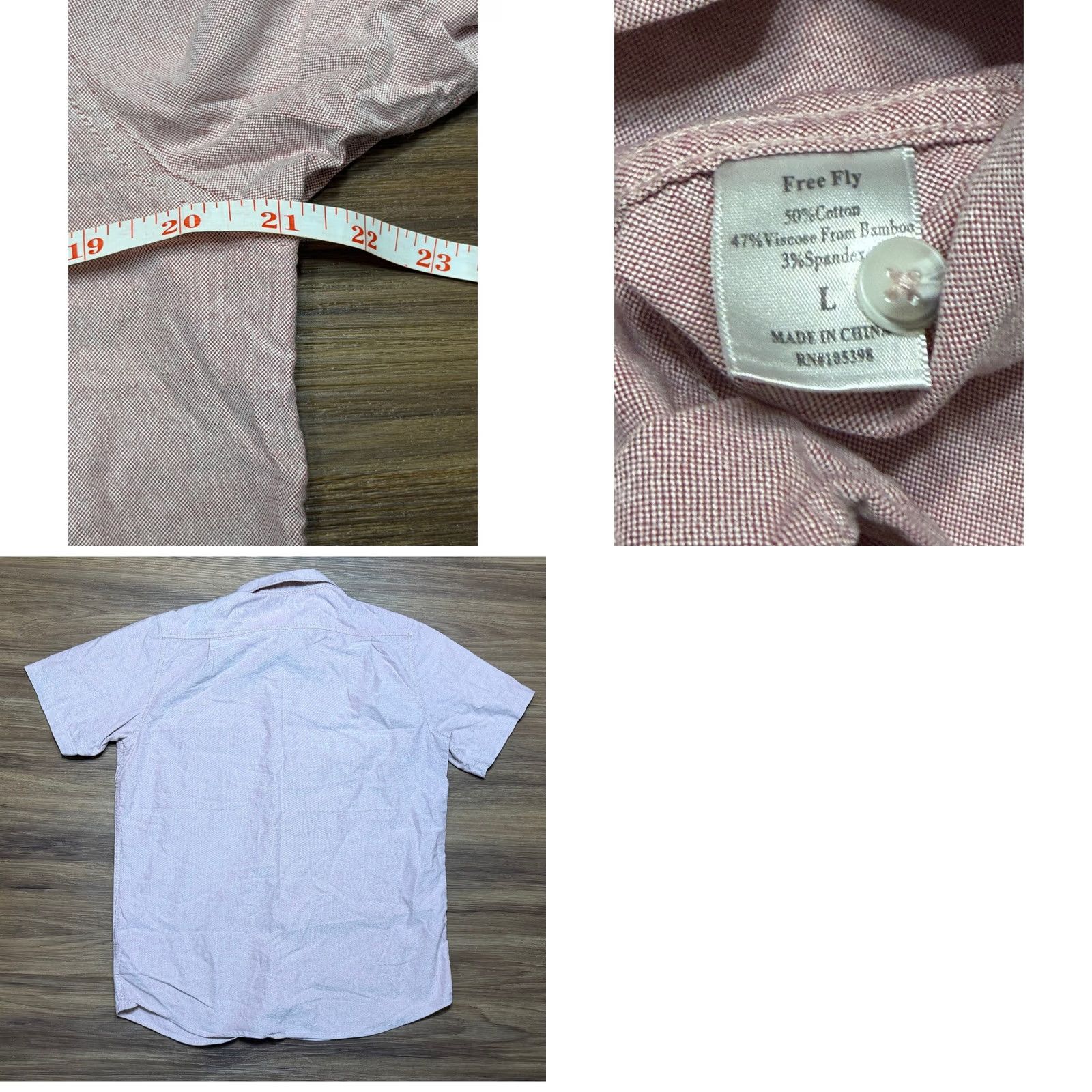 Pinko Free Fly Shirt Short Sleeve Button Down Bamboo Pink Heathered L Sz L Size US L / EU 52-54 / 3 - 8 Thumbnail