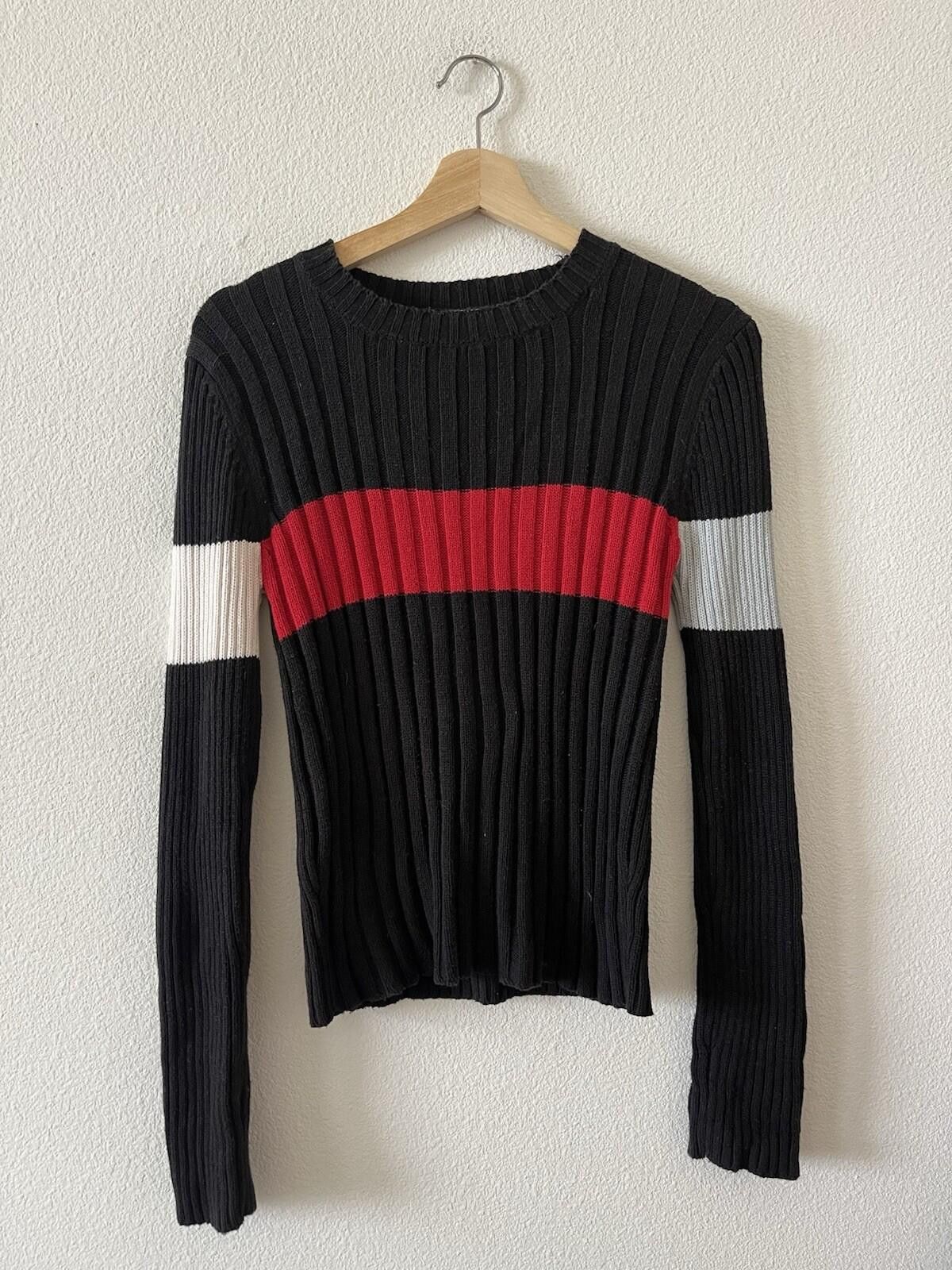 Other Vintage Evolution Ribbed Knit Striped Sweater Black L⁠ Size L / US 10 / IT 46 - 1 Thumbnail