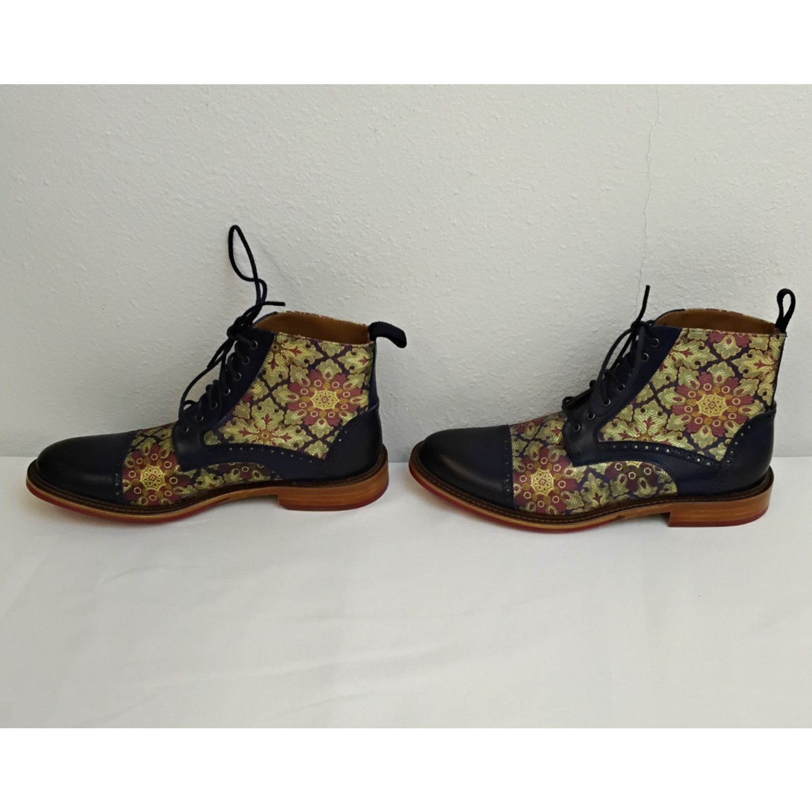 TAFT Taft Jacquard Kashmir Boots Men's EU 41 US 8.5 Blue Leather Size US 8.5 / EU 41-42 - 4 Thumbnail