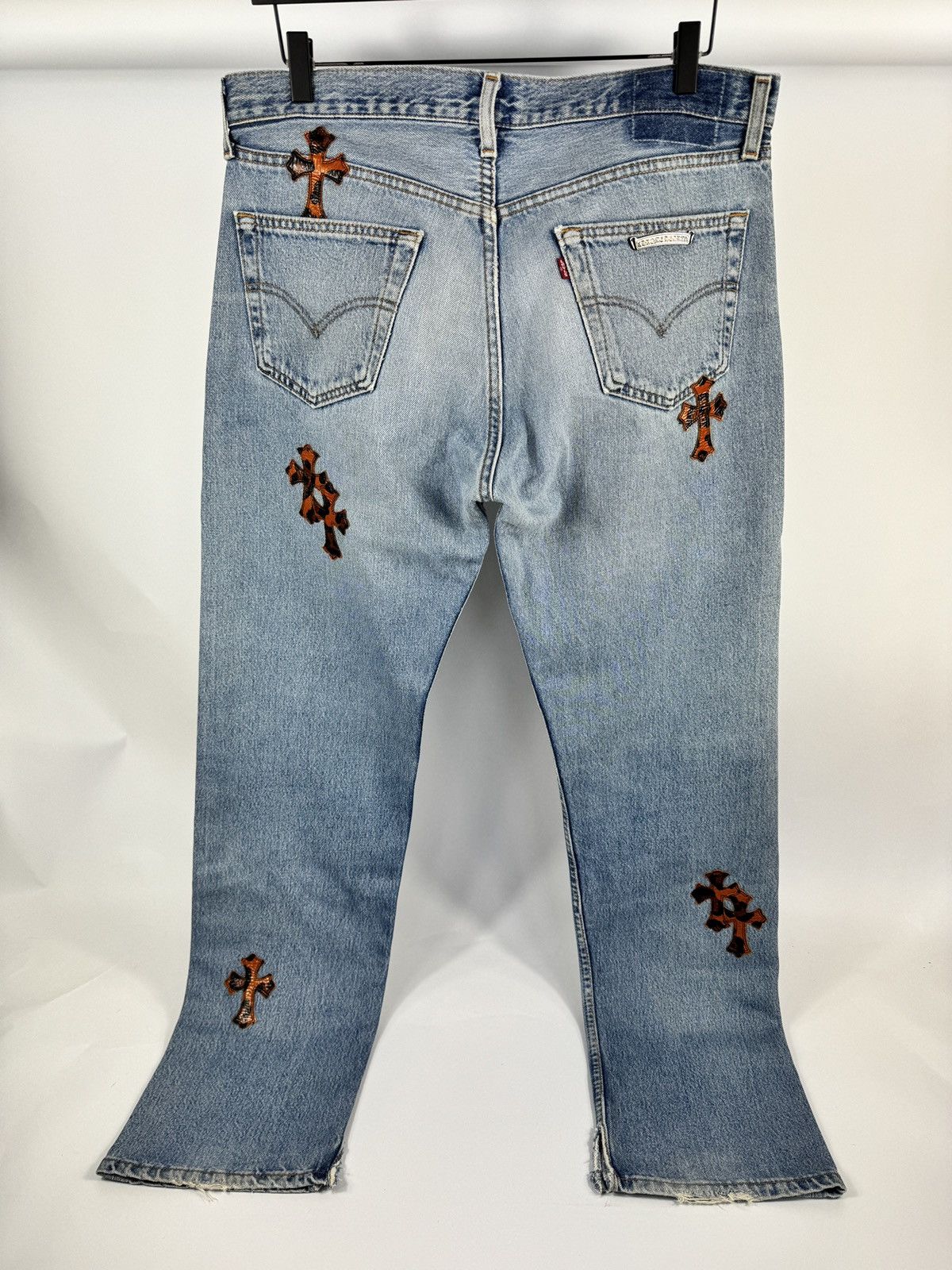Chrome Hearts PATENT LEOPARD CROSS PATCH DENIM JEANS (RARE) Size US 33 - 4 Thumbnail