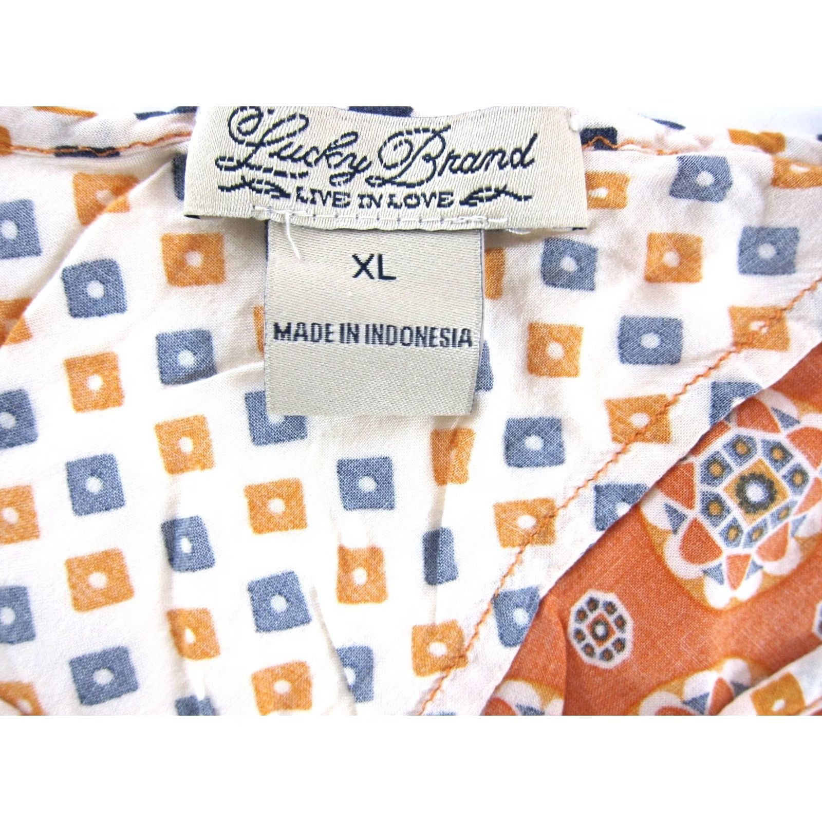 Lucky Brand Lucky Brand Geometric Tank Blouse Woman XL Orange Geometric Tank Top Casual Sleeveless Rayon 70s Retro Floral Summer Blouse Womens XL Size XL / US 12-14 / IT 48-50 - 3 Thumbnail