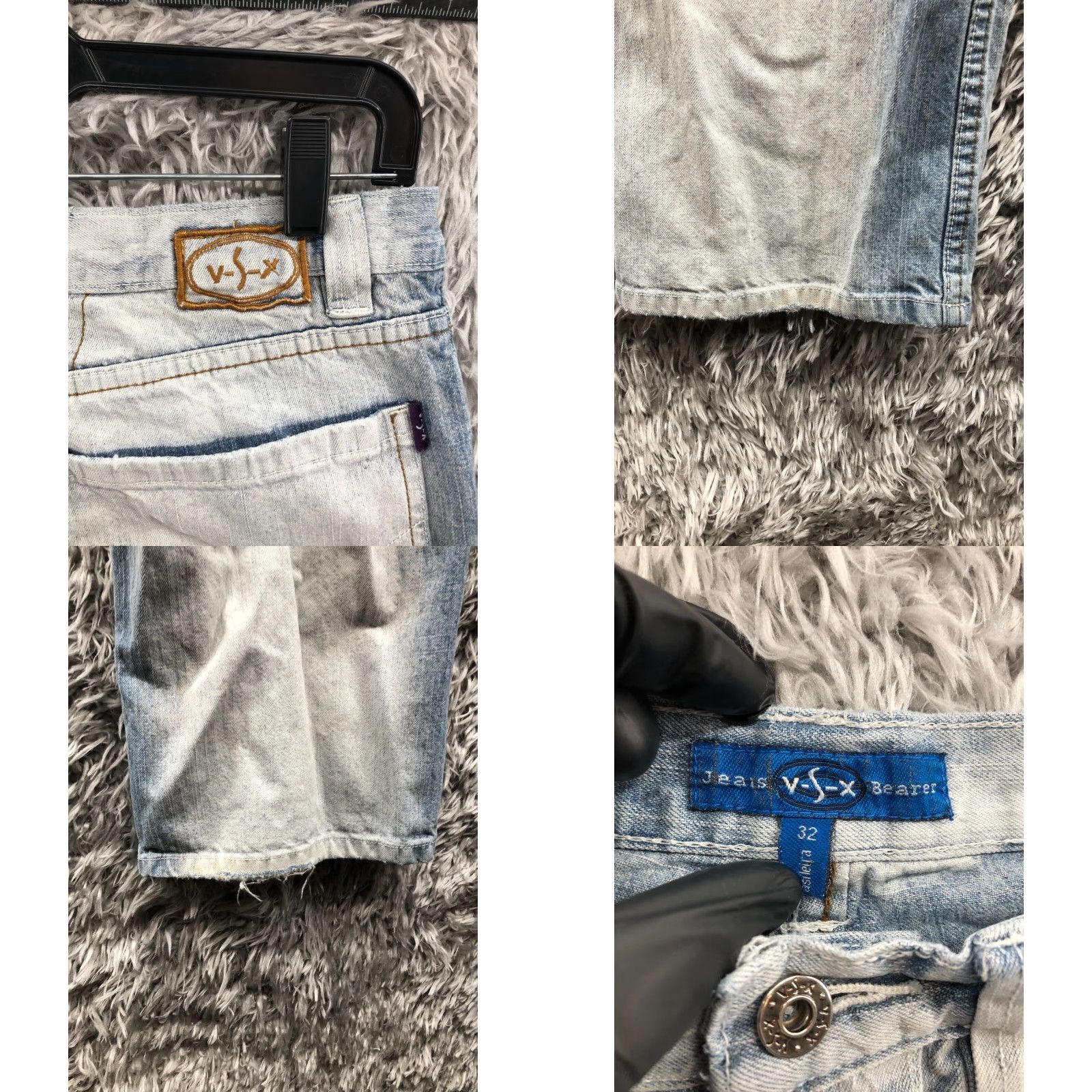 Vintage V-S-X Jeans Size 32 Mens Mid Rise Straight Medium Acid Wash Blue | Denim | 5-Pocket Design | Belt Loops | Regular Fit Size US 32 / EU 48 - 8 Thumbnail