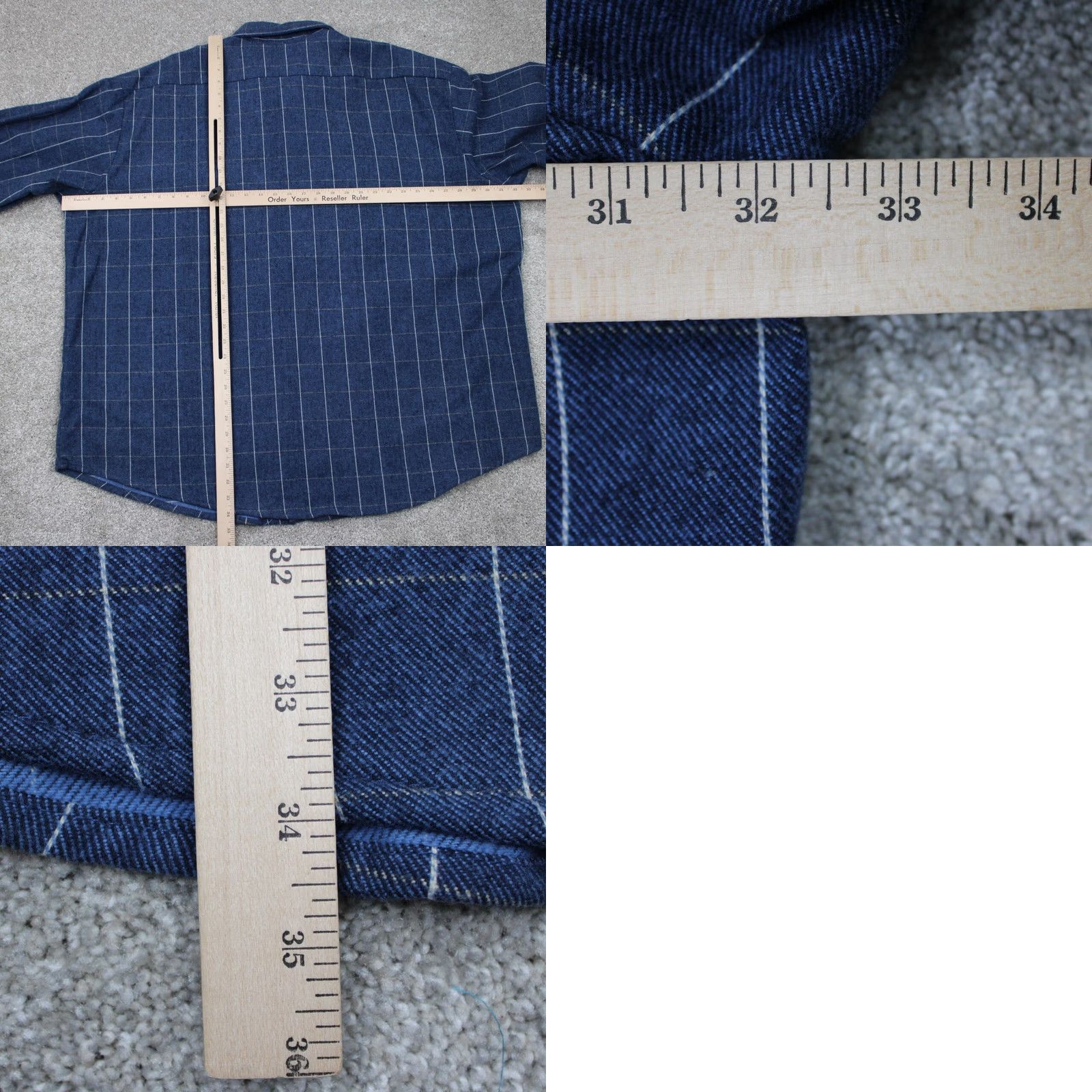 Vintage Codet Flannel Shirt Men 4XL Blue Heavyweight Long Sleeve Button Up Plaid Cotton shirt Size US XXL / EU 58 / 5 - 8 Thumbnail