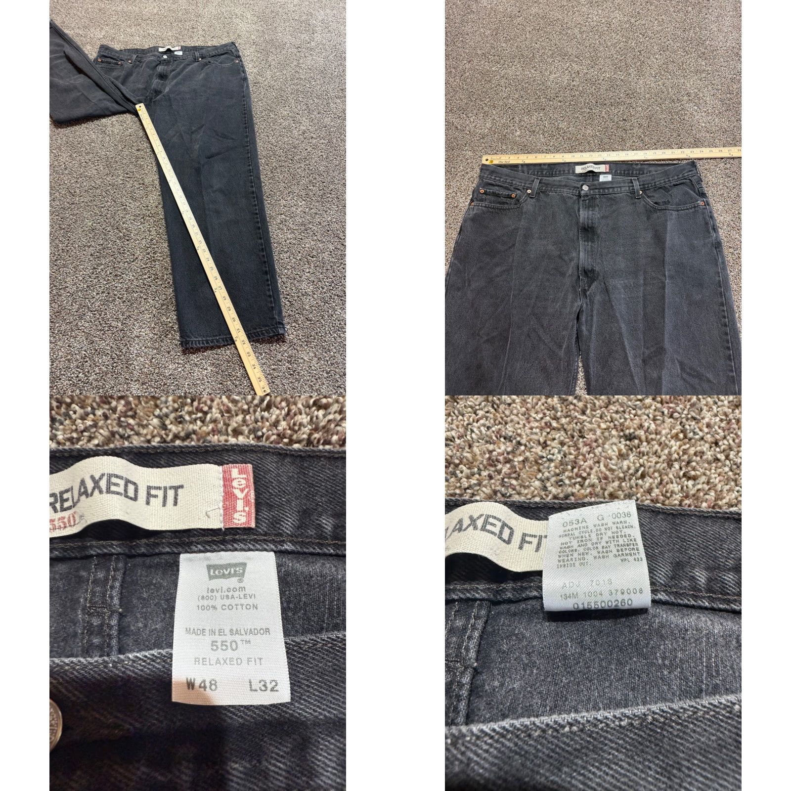 Levi's VINTAGE Levi's 550 Jeans Men 48 Charcoal Black Denim Straight Relaxed 48X32 Jeans Mens 90s Style Levi's 500 Series Size US 32 / EU 48 - 10 Thumbnail
