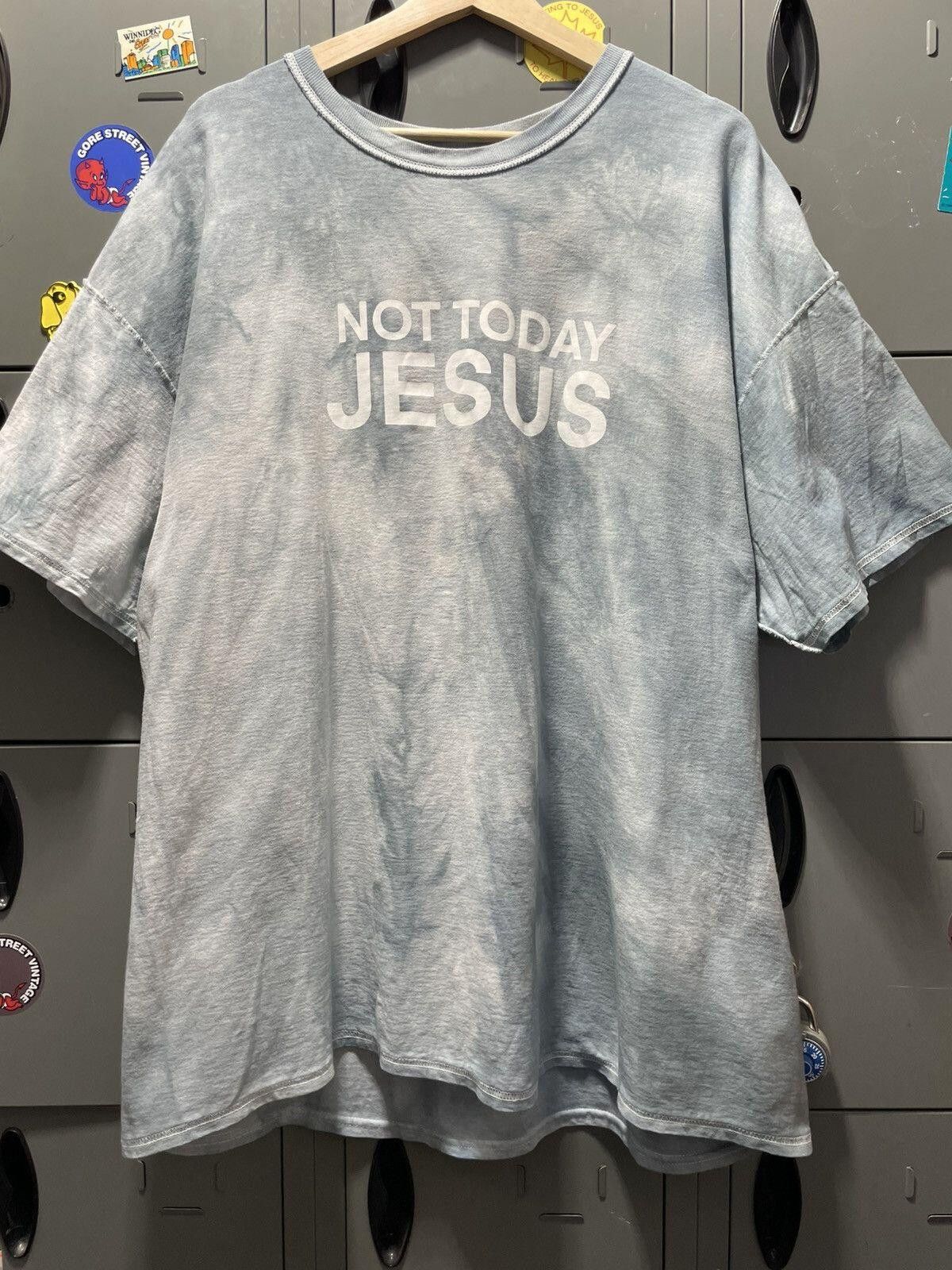 Vintage NOT TODAY JESUS statement text art goth metal tie dye rock Size US XXL / EU 58 / 5 - 1 Thumbnail
