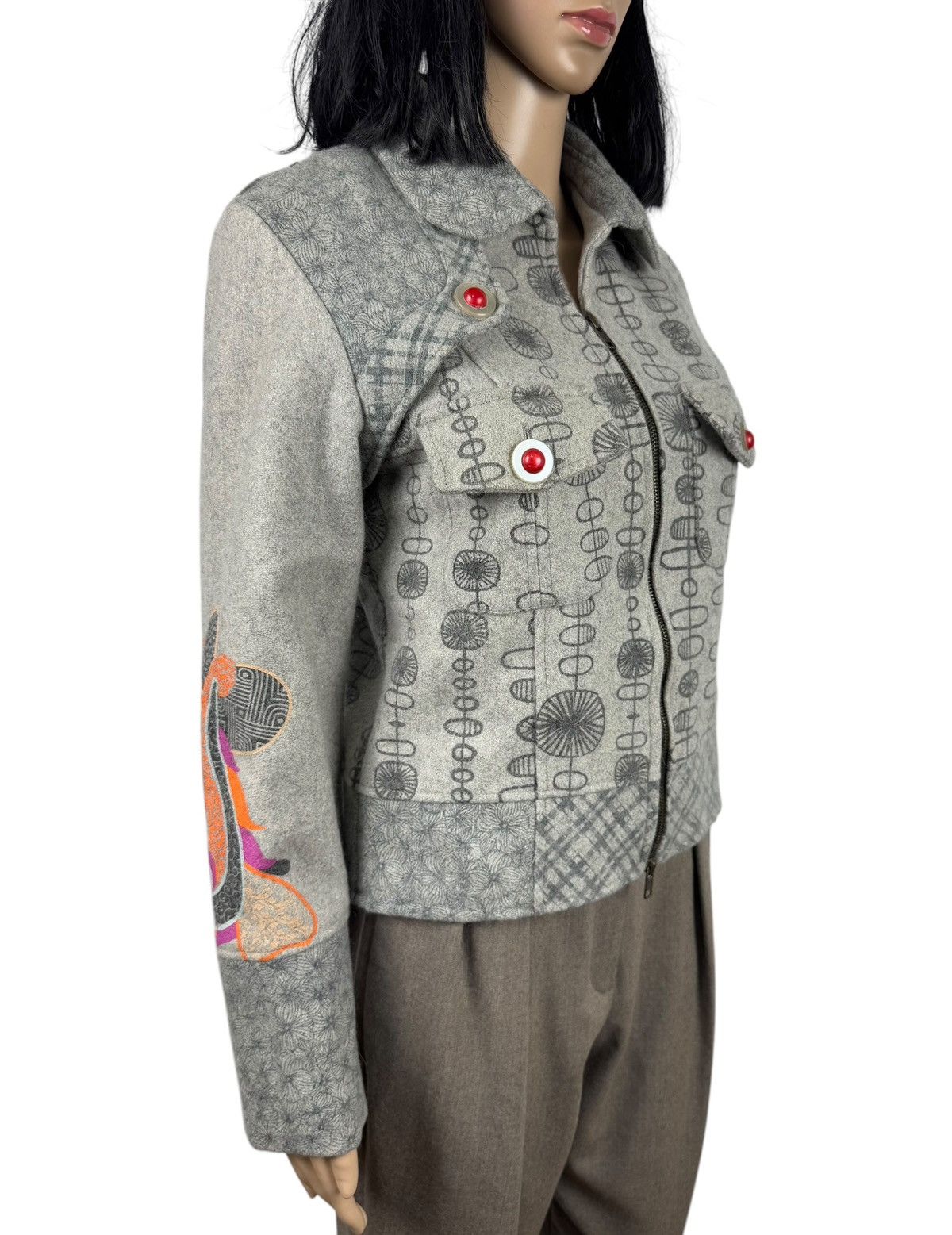 Designer Savage Culture Wool-Nylon Printed Jacket Full-Zip size M Size M / US 6-8 / IT 42-44 - 3 Thumbnail