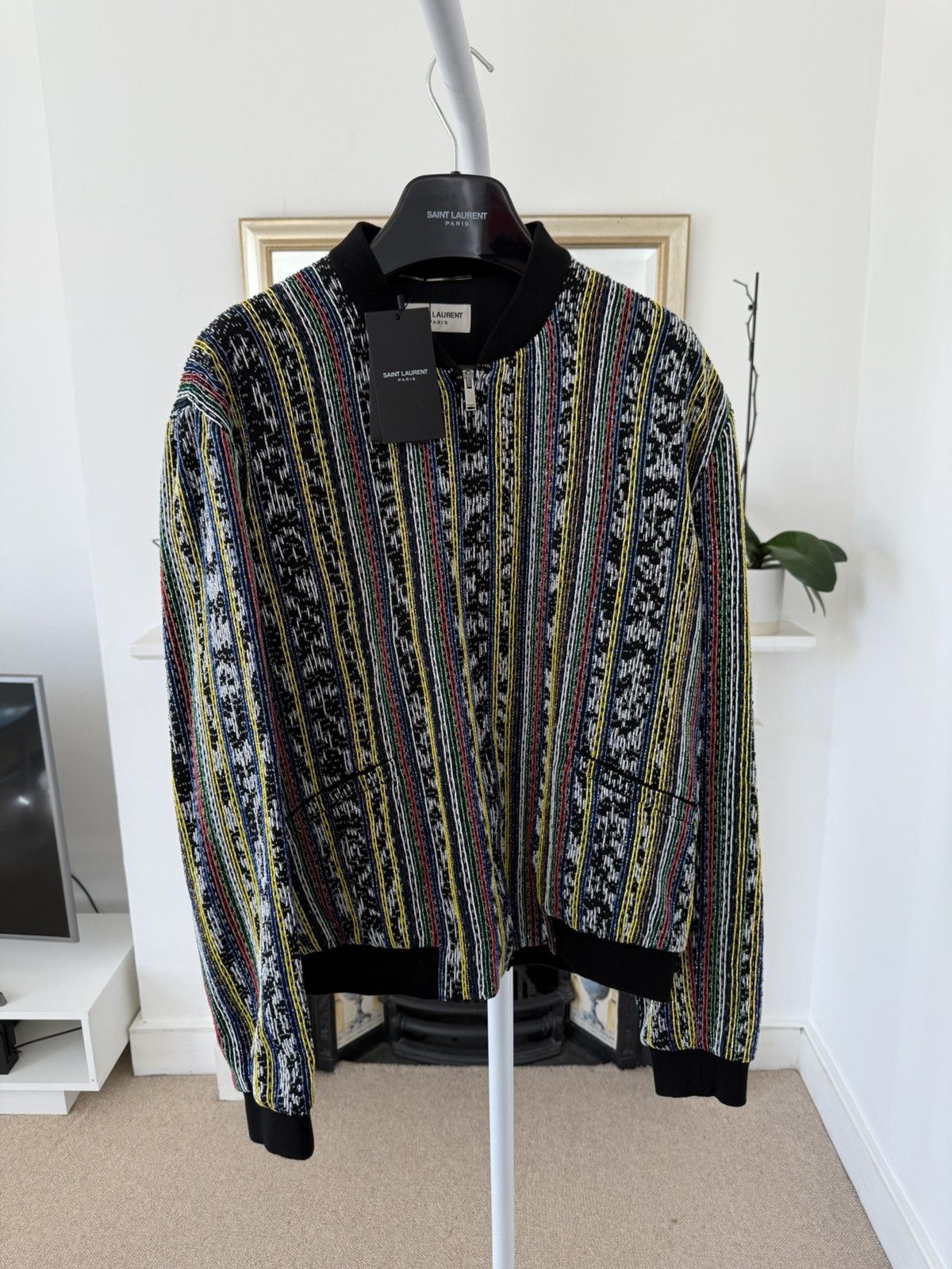 Saint Laurent Paris SS18 Runway Saint Laurent Beaded Ikat Bomber $12K Size US M / EU 48-50 / 2 - 3 Thumbnail
