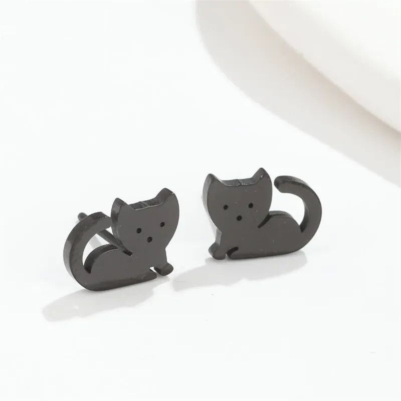 Jewelry Lovely Cat Mini Stud Earrings Charm Earring Gift Size ONE SIZE - 1 Thumbnail
