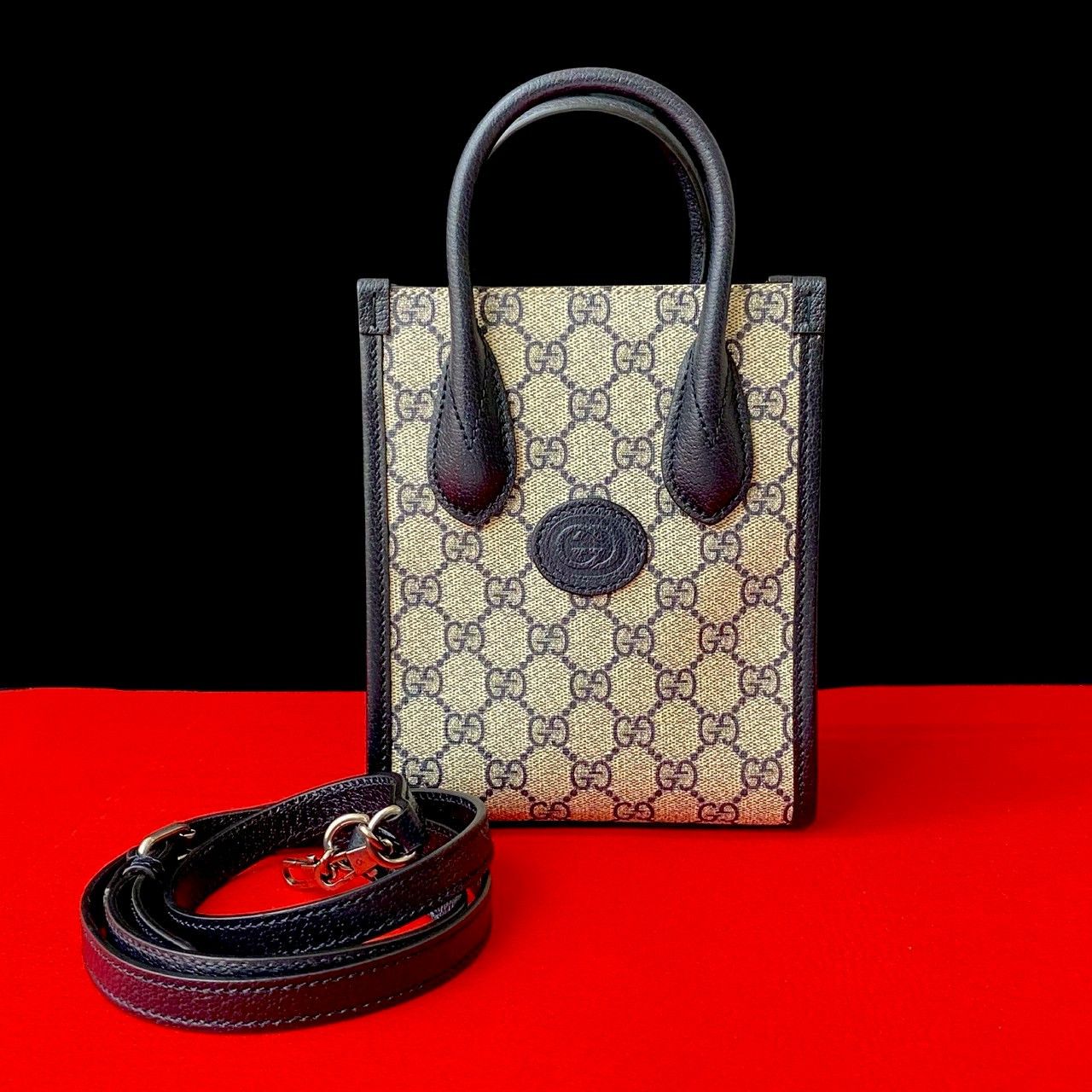Gucci Gucci Interlocking G Leather 2Way Handbag Leather Shoulder Bag in Blue, Women's