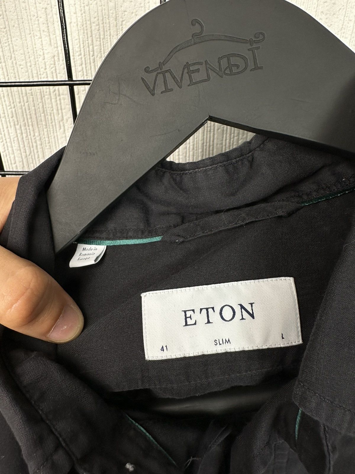 Eton Eton Ultra Light Button Up short Sleeve Shirt Men L black Size US L / EU 52-54 / 3 - 9 Thumbnail