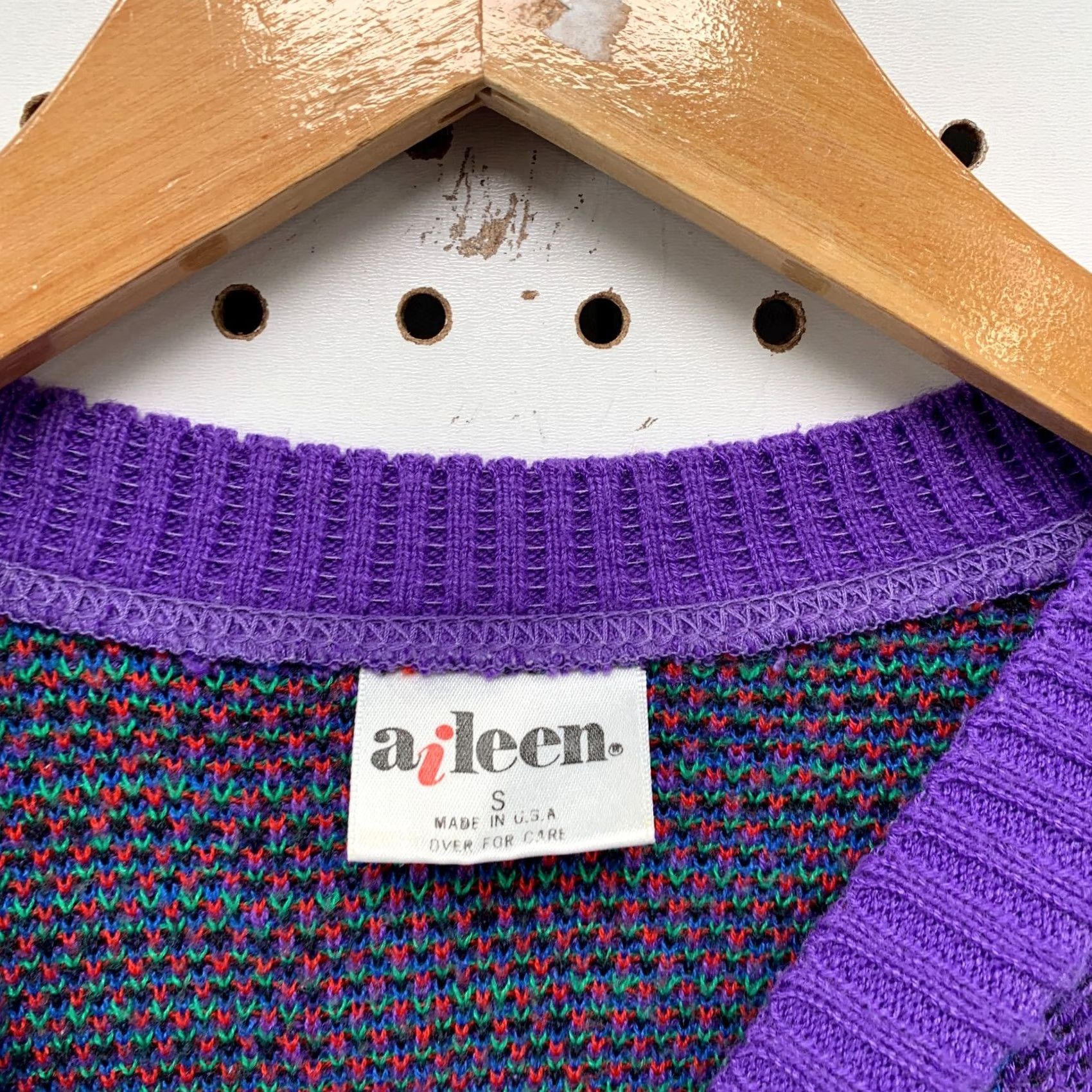 Vintage Vintage Aileen Sweater Small Purple Abstract Pattern Knit Made USA Womens Size S / US 4 / IT 40 - 7 Thumbnail