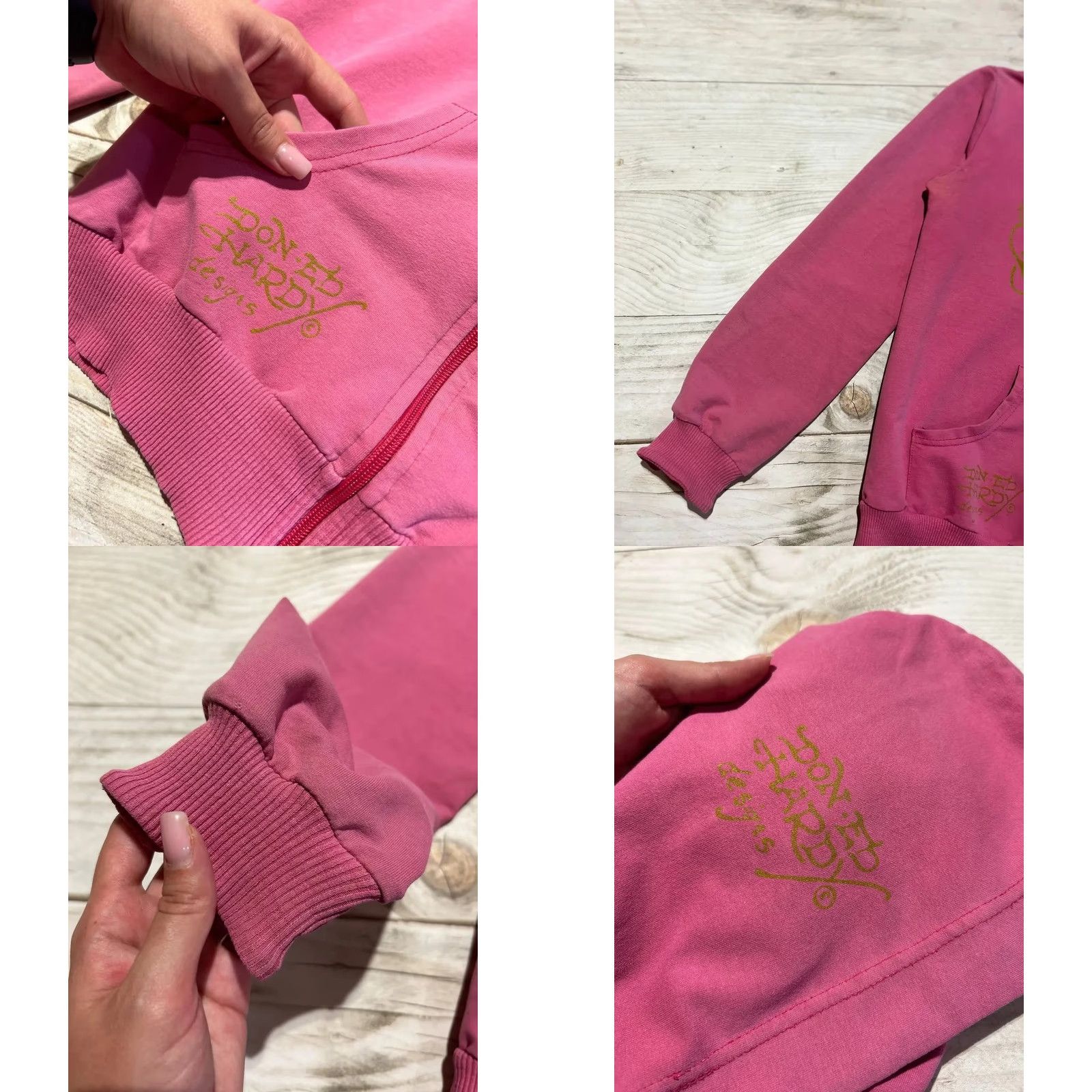 Ed Hardy VINTAGE Ed Hardy Hoodie Y2K Zip Up Women M Pink Size M / US 6-8 / IT 42-44 - 10 Thumbnail