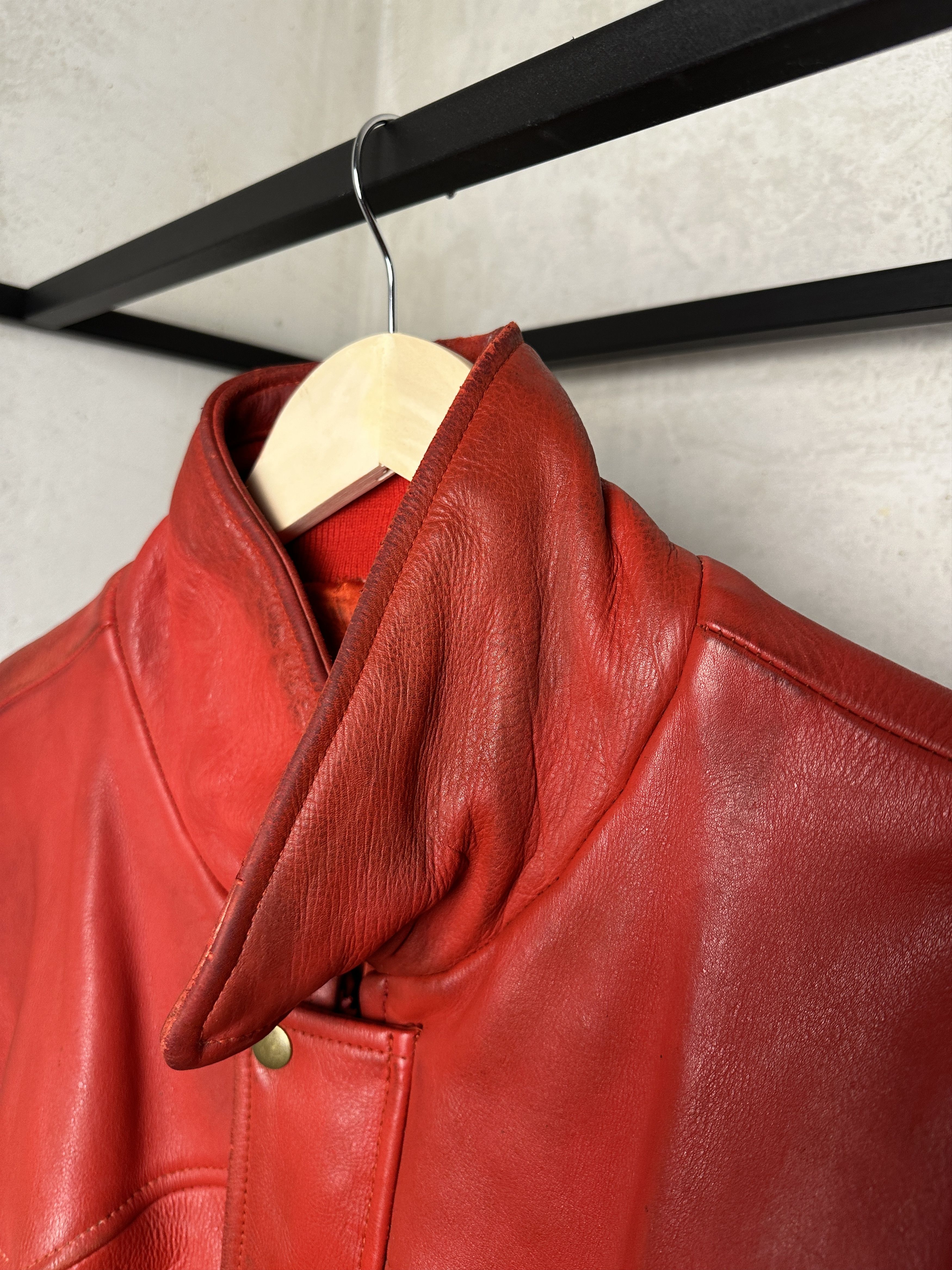 Genuine Leather Genuine Leather Red Bomber Jacket Size US XL / EU 56 / 4 - 6 Thumbnail