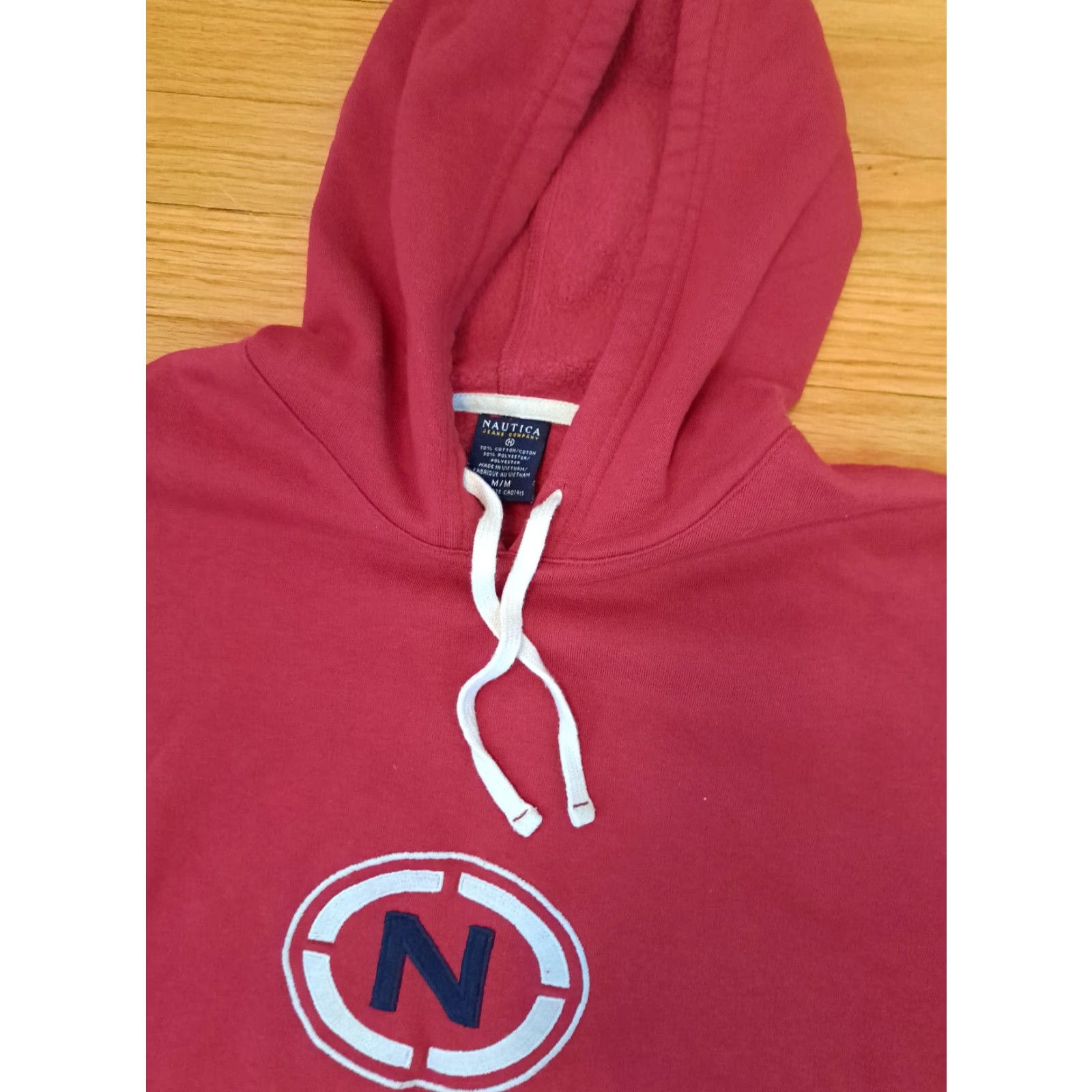 Nautica Nautica Sweatshirt Hoodie Red Medium Embroidered Pullover Mens Sweatshirt Hooded Regular Size M Casual Canvas 28in long 25in chest Size US M / EU 48-50 / 2 - 2 Thumbnail