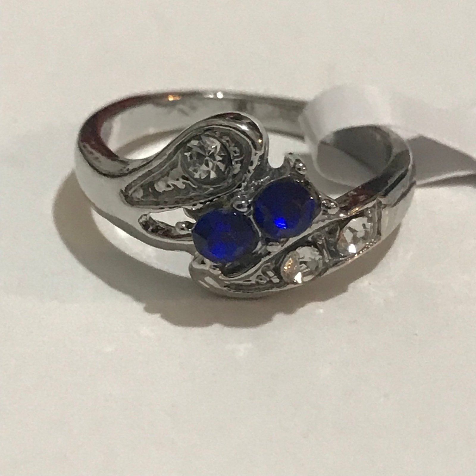 Other Adorable Blue Rhinestones Ring With Silver Tone Size 8.5 Size ONE SIZE - 4 Thumbnail