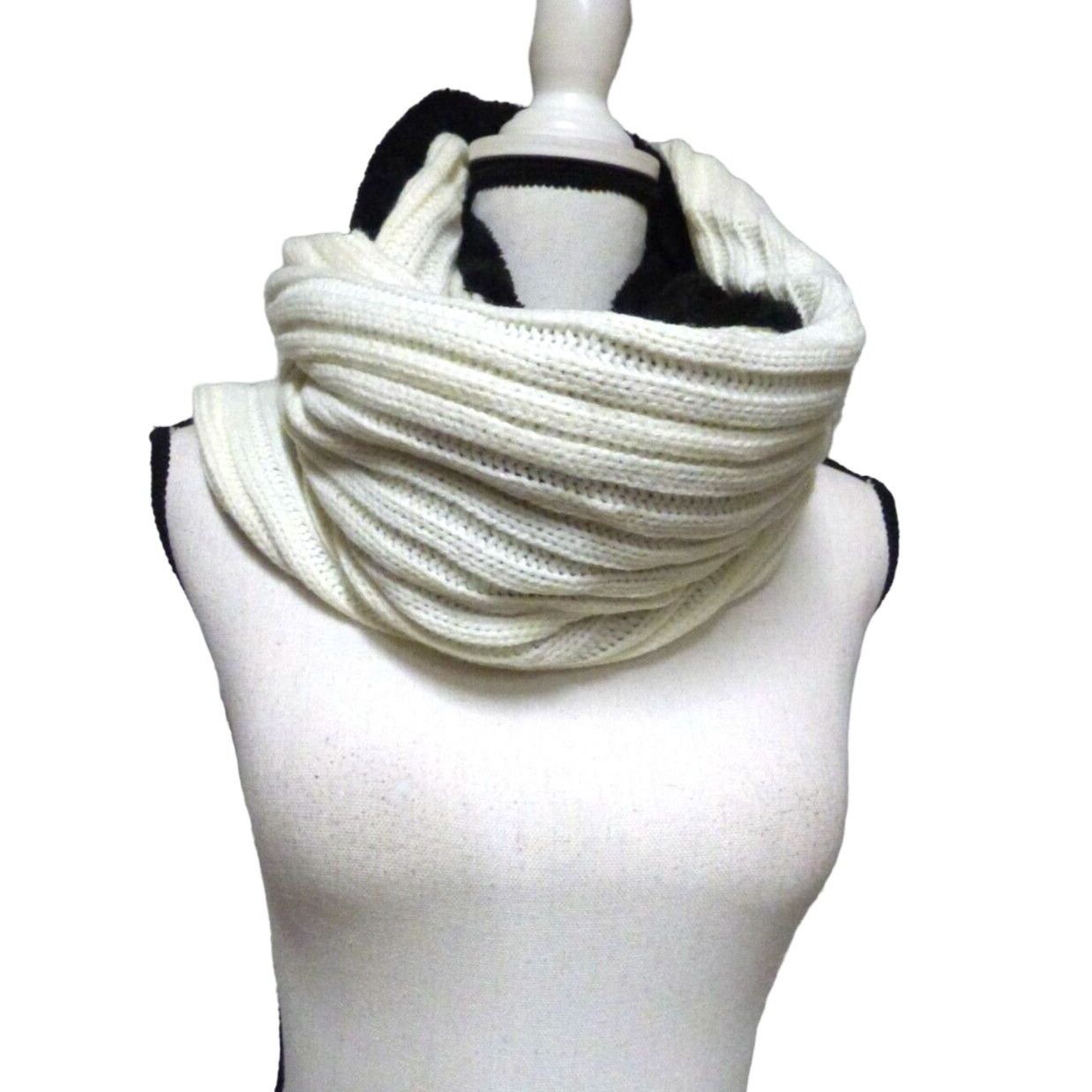 DKNY KNY Fleece-Lined Knit Infinity Scarf, Cream Size ONE SIZE - 5 Thumbnail