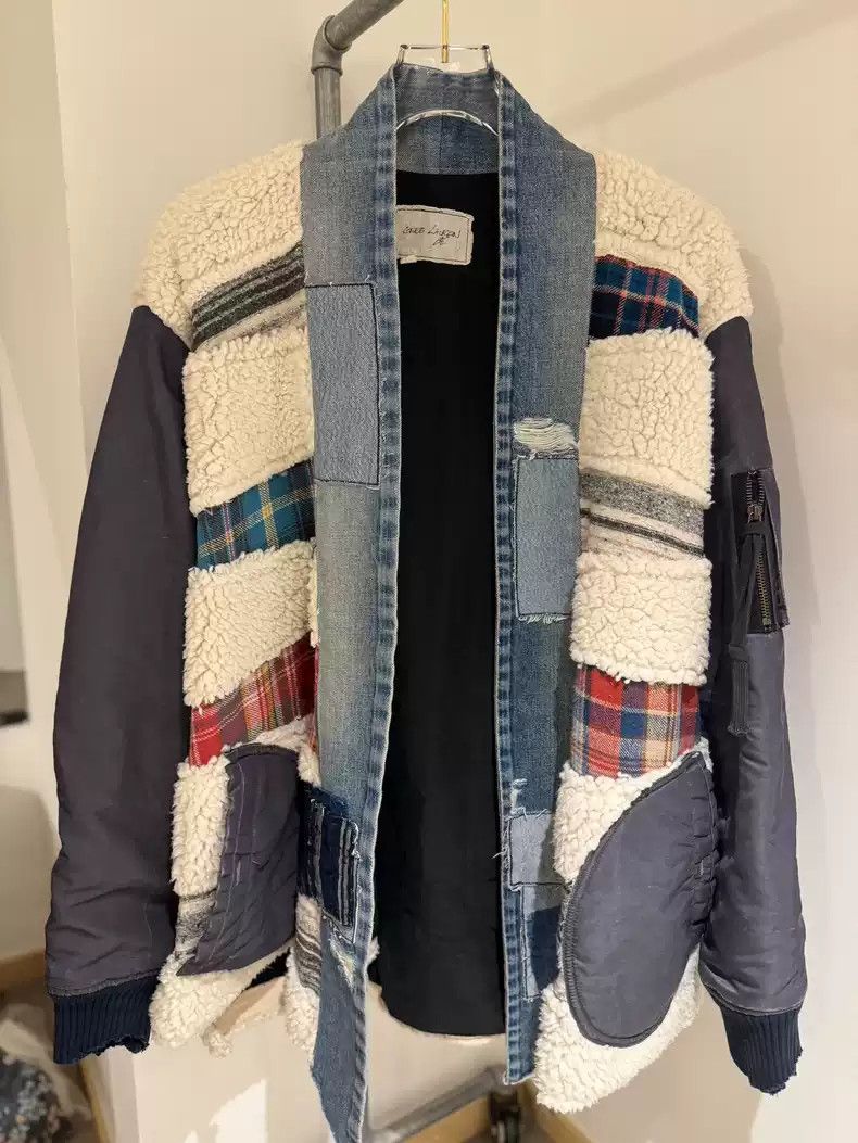 Greg Lauren Greg Lauren Lamb cashmere splicing robe Size US XL / EU 56 / 4 - 1 Thumbnail