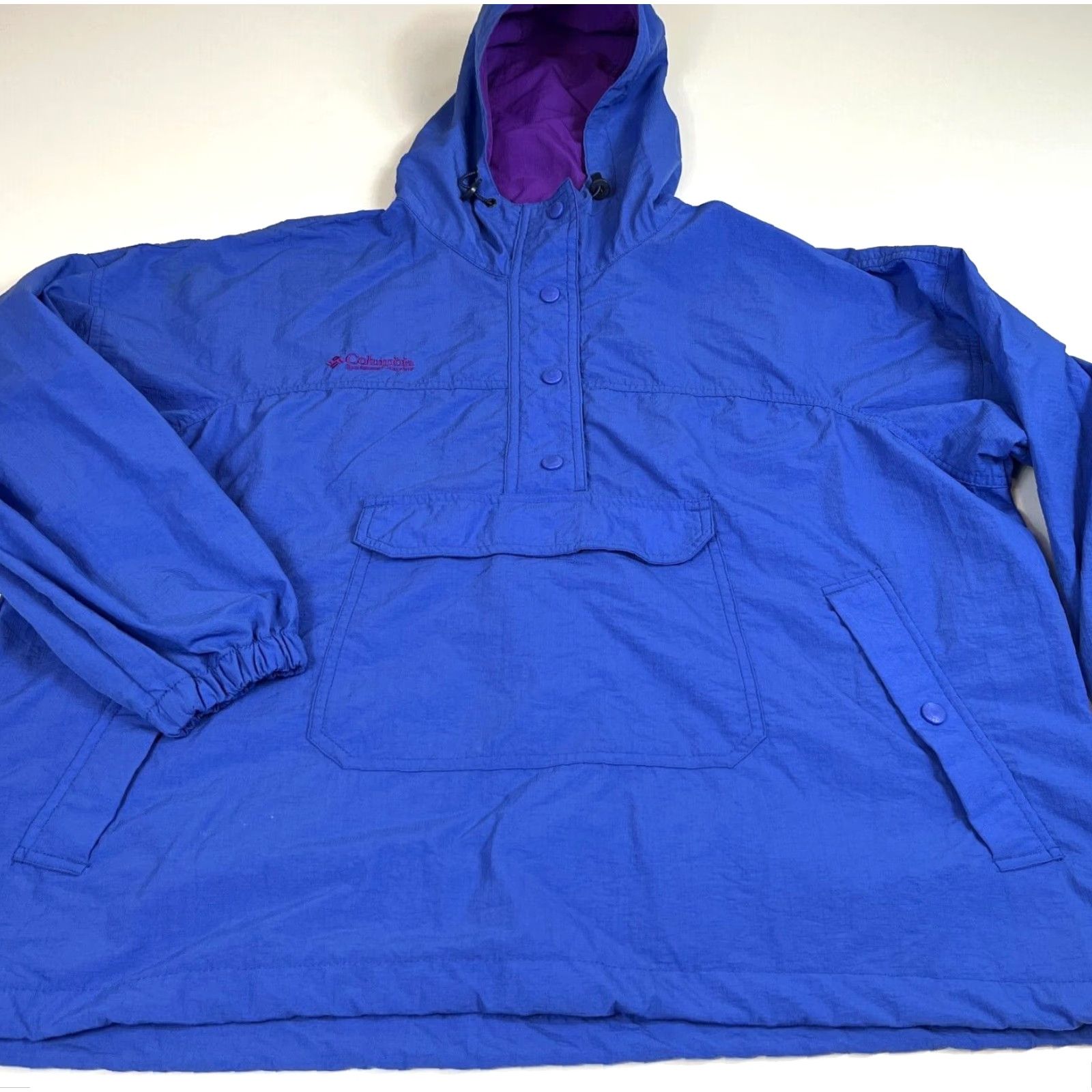 Vintage Columbia Women’s Vintage 90s Anorak Windbreaker Jacket XL Blue Hooded Pockets 90s Style Mens Womens Boys Girls Size XL / US 12-14 / IT 48-50 - 3 Thumbnail