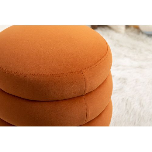 Designer × Homemade 006-Soft Velvet Round Ottoman Footrest Stool,Orange Size US L / EU 52-54 / 3 - 8 Thumbnail