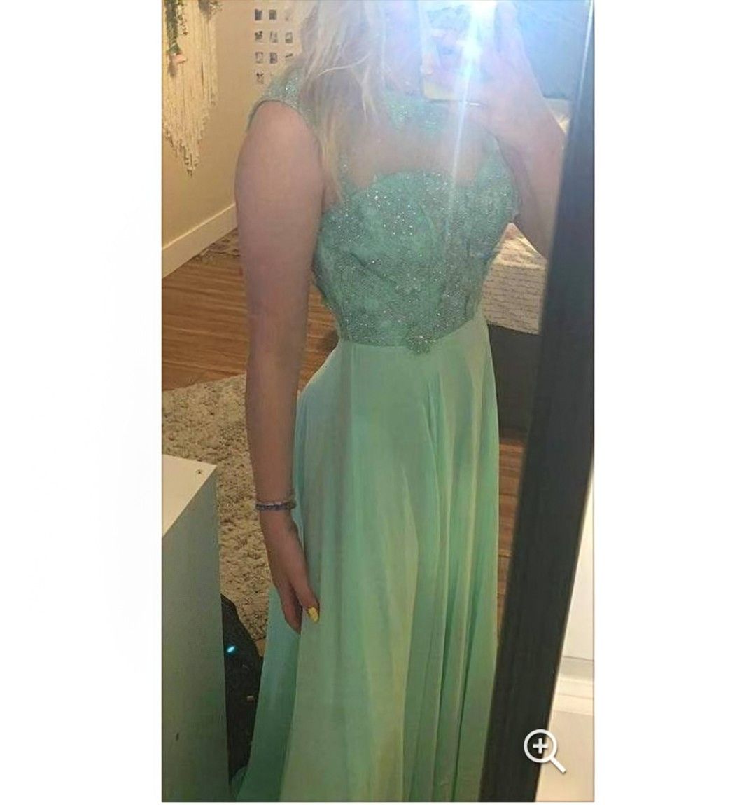 Triangl City Triangles Green Rhinestones Sweetheart Long Prom Gown Size XS / US 0-2 / IT 36-38 - 12 Thumbnail
