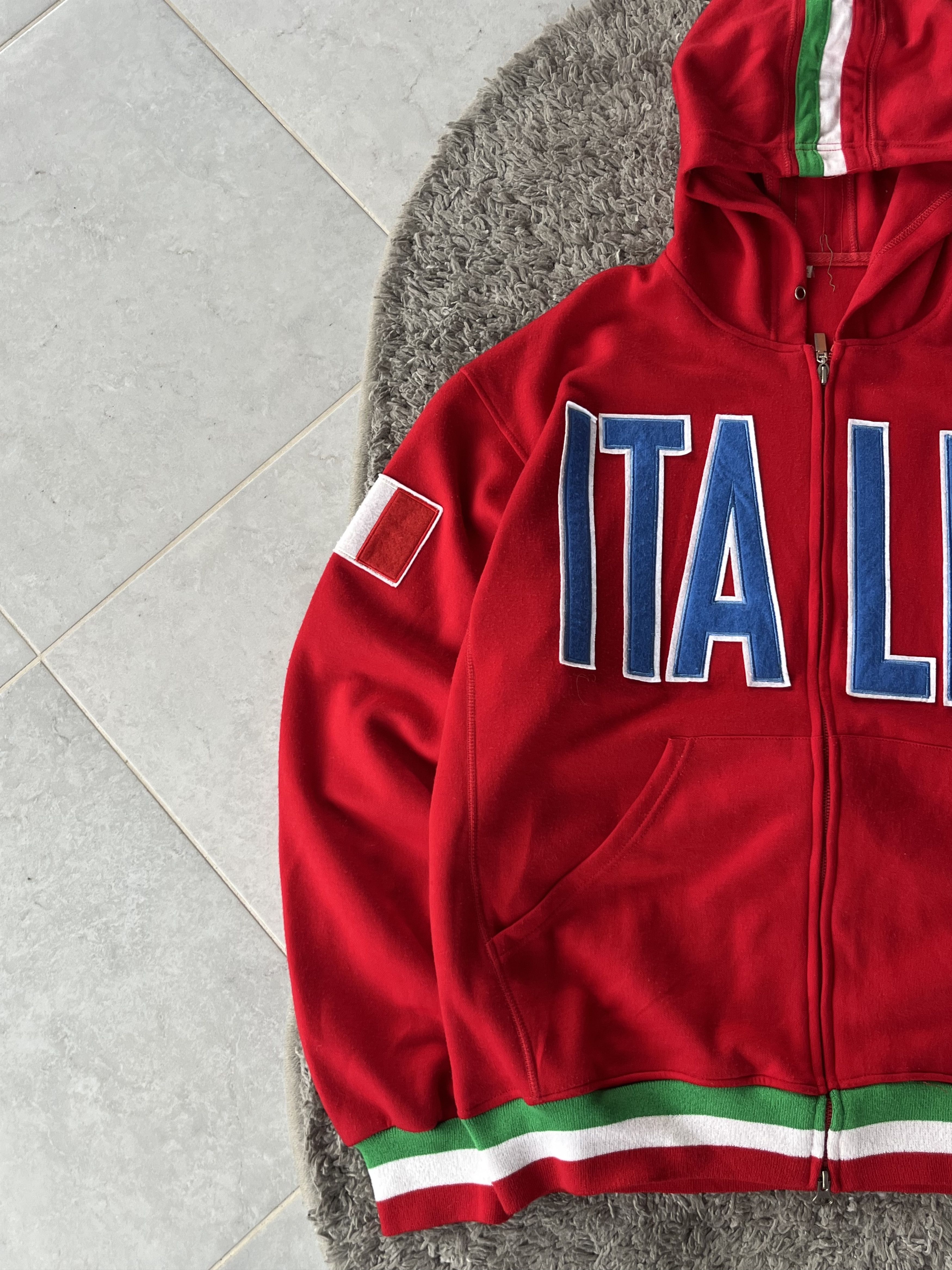 Other ITALIA Full Zip Hoodie Blue Big Logo Flag Details Red Color Size US XXL / EU 58 / 5 - 2 Thumbnail