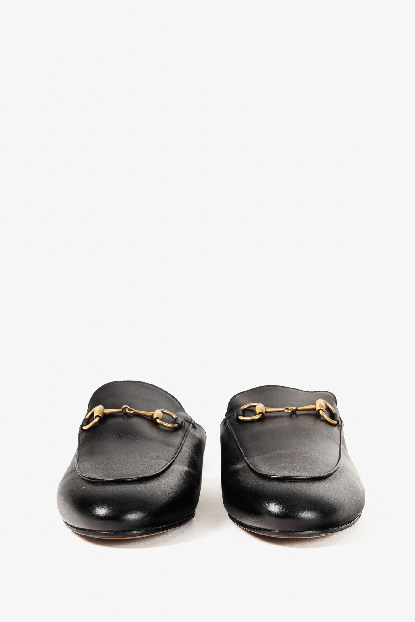 Gucci Gucci Princetown Gold Horsebit Black Leather Slipper Mule Size US 9 / IT 39 - 2 Thumbnail