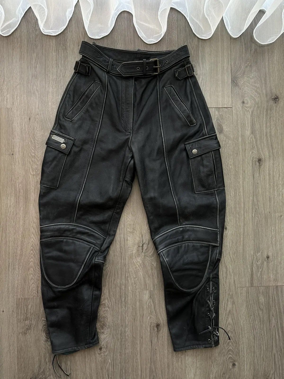 Genuine Leather × Vintage Vintage Genuine Leather Chicago Moto Cargo Black Pants Size US 34 / EU 50 - 3 Thumbnail