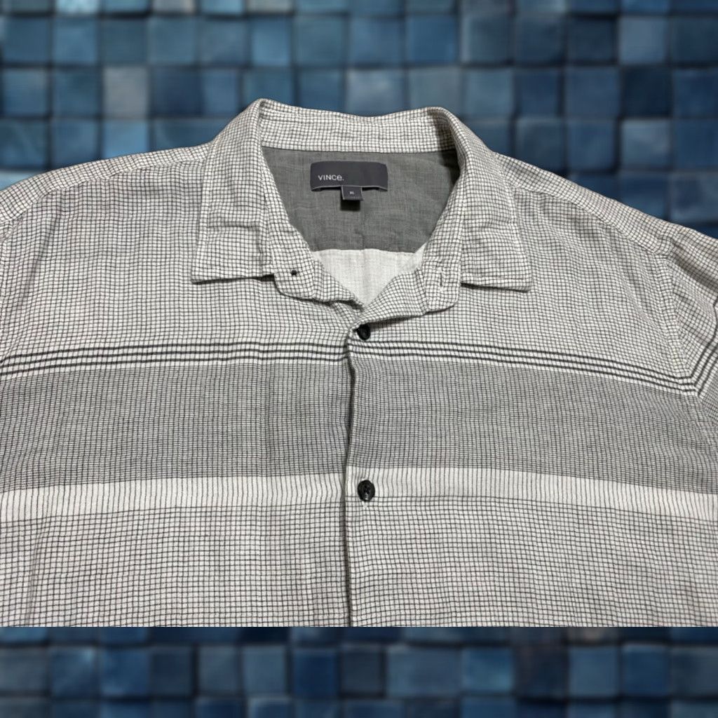 Vince Vince Shirt XL Men's Gray Plaid Striped Button-Front 100% Cotton Button-Up Long Sleeve Size US XL / EU 56 / 4 - 1 Thumbnail