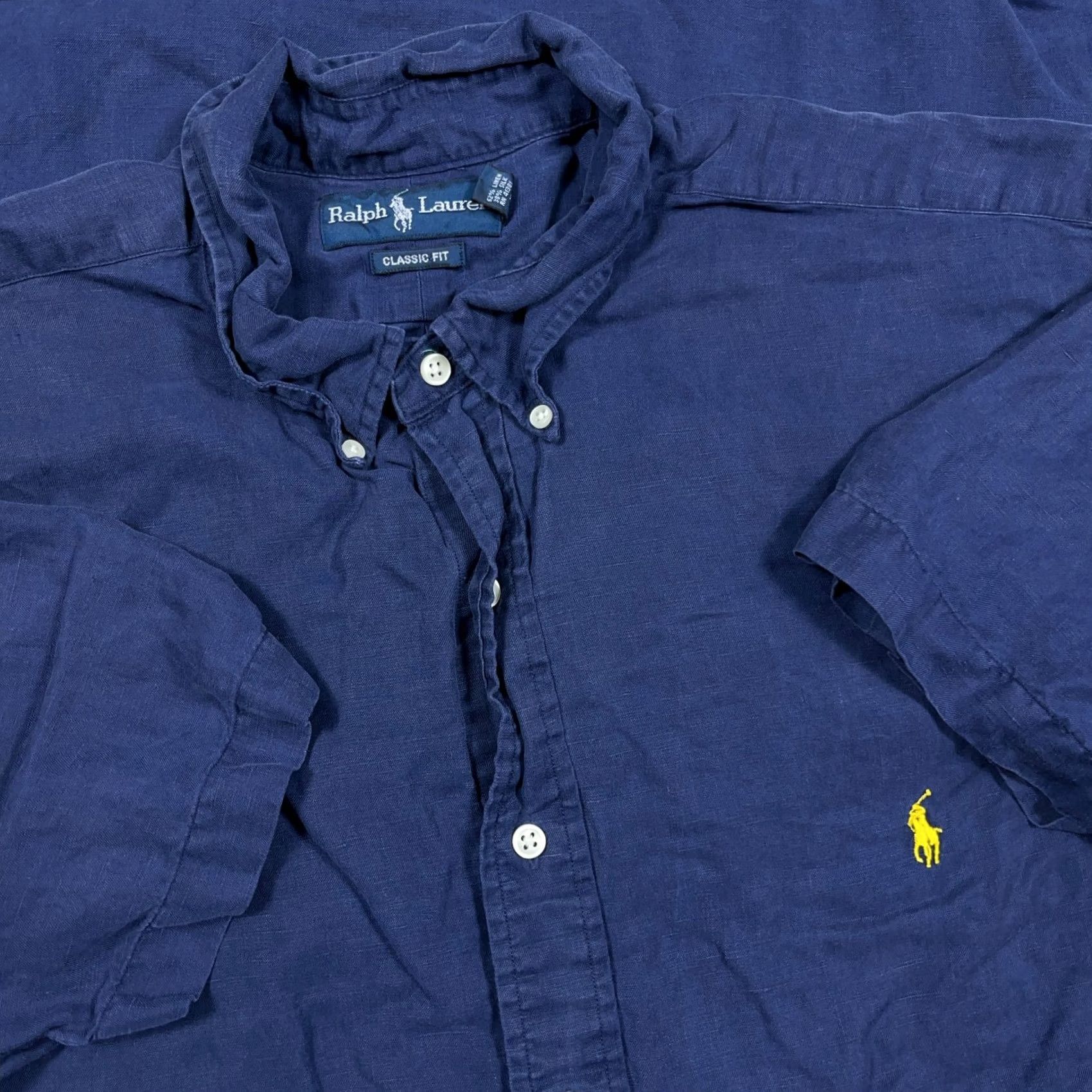Ralph Lauren Ralph Lauren Shirt Mens XLT Men Navy Button Silk Linen Blend Classic Fit Size US XL / EU 56 / 4 - 2 Thumbnail
