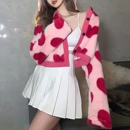 Japanese Brand Y2K Harajuku Heart Jackets Heart-shaped Print Size ONE SIZE - 2 Thumbnail