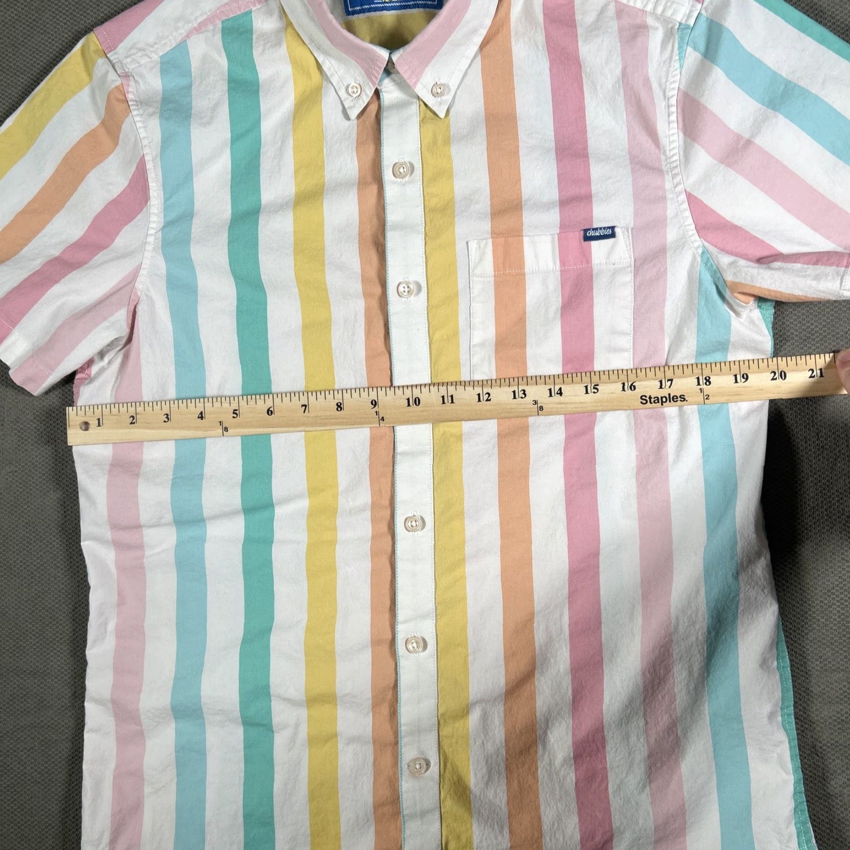 Chubbies Chubbies Button-Up Shirt Men Short Sleeve Pastel Striped Medium PDF Size US M / EU 48-50 / 2 - 5 Thumbnail