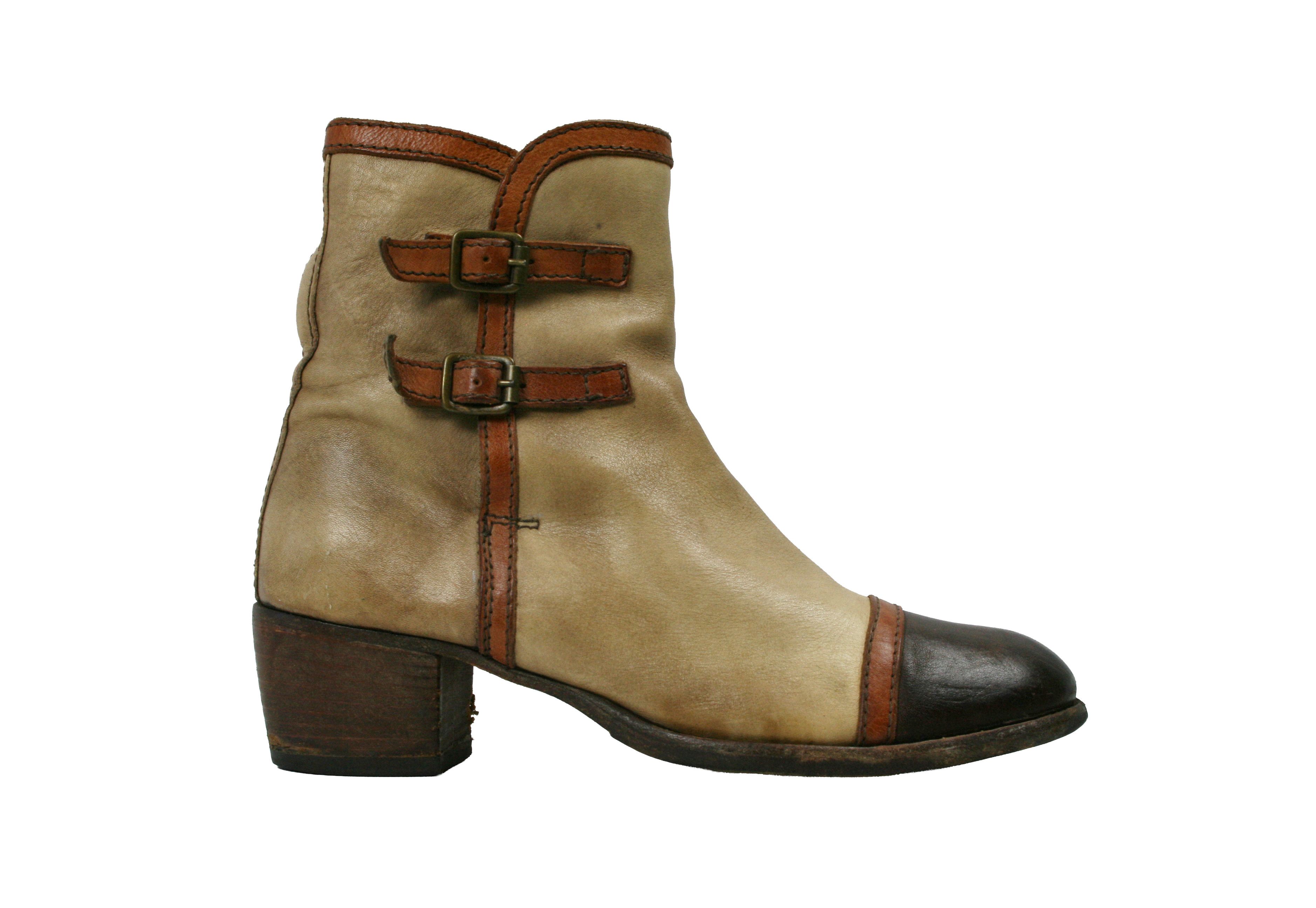 MoMA 00S Biker Leather Grunge Belted Boots Vintage Size US 7 / IT 37 - 1 Thumbnail