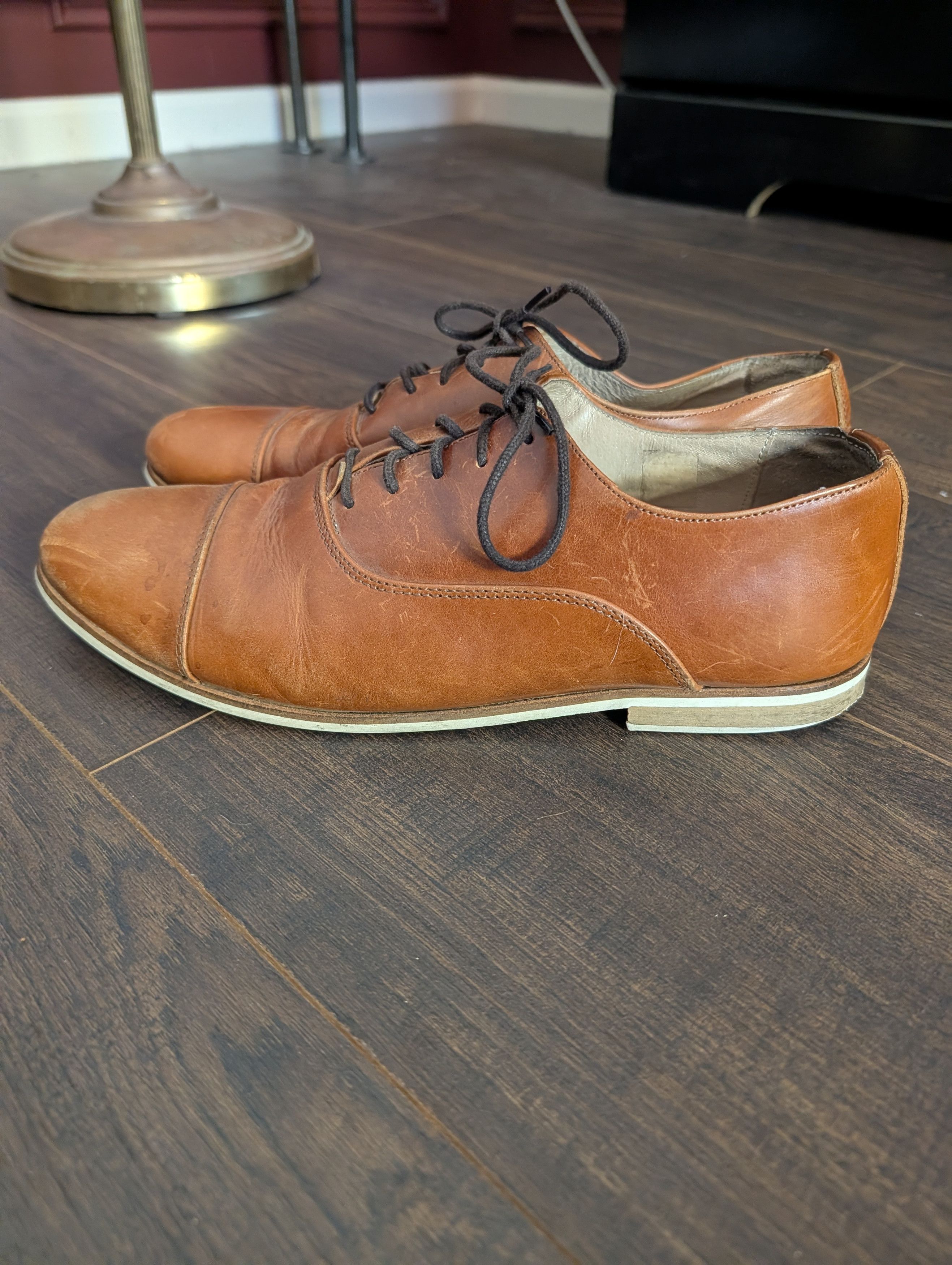 SWEAR London Tan brown soft leather capped toe oxford shoes 45 Size US 12 / EU 45 - 4 Thumbnail