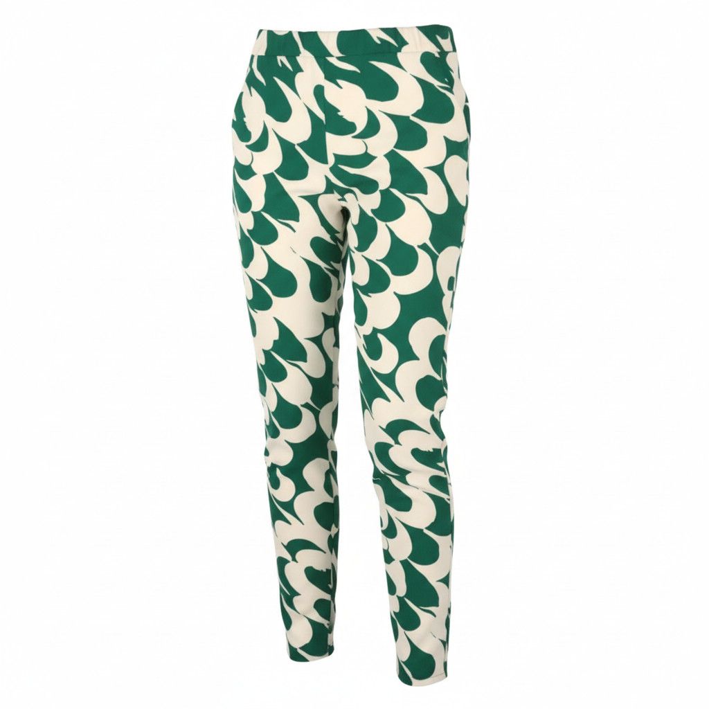 Max Mara EU34 Green Printed Zip Fly Tapered Trousers 88900 Size 24" / US 00 / IT 34 - 1 Thumbnail
