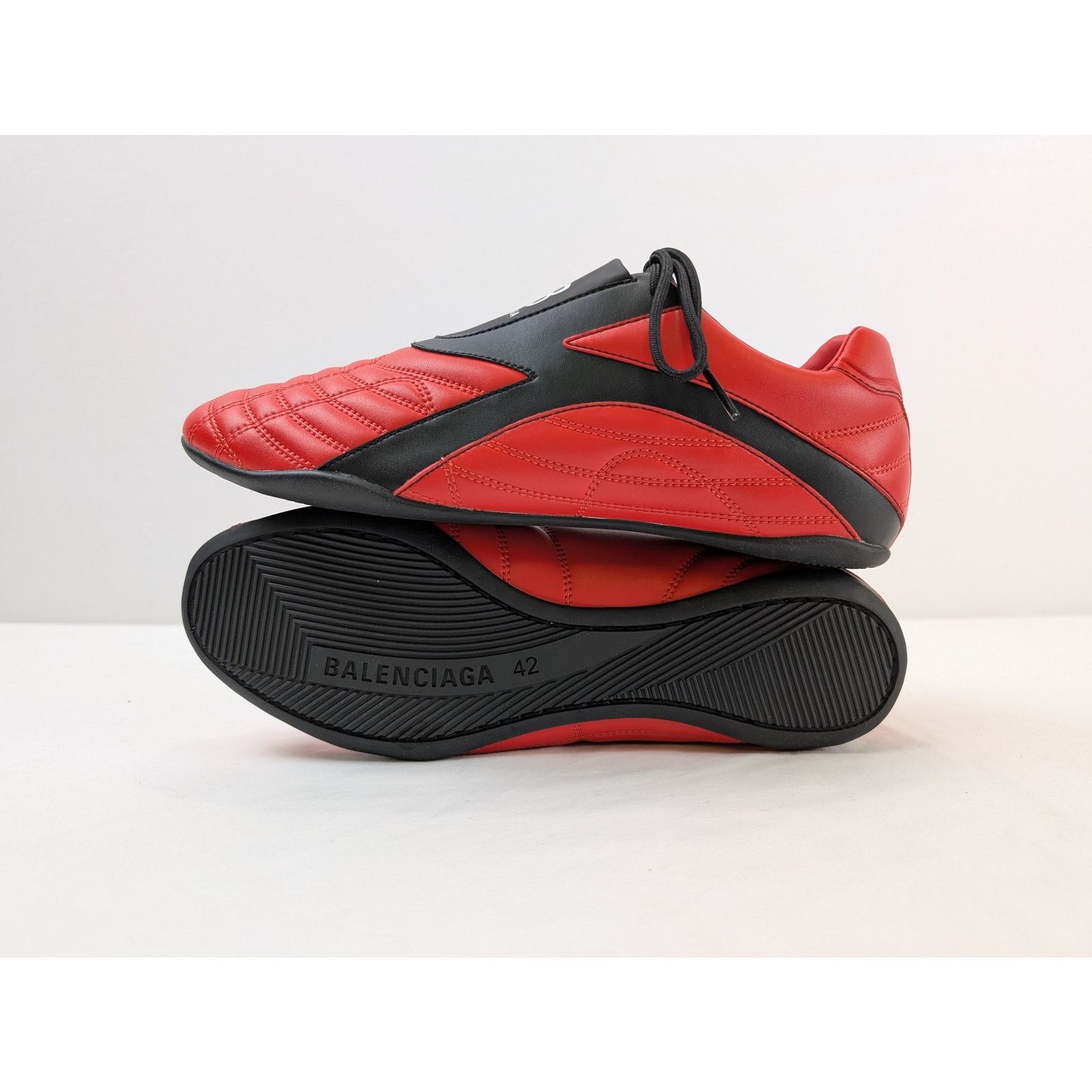 Balenciaga o1rshd1 Matt Leather Free Material Zen Sneaker in Red/Black Size US 9 / EU 42 - 15 Thumbnail