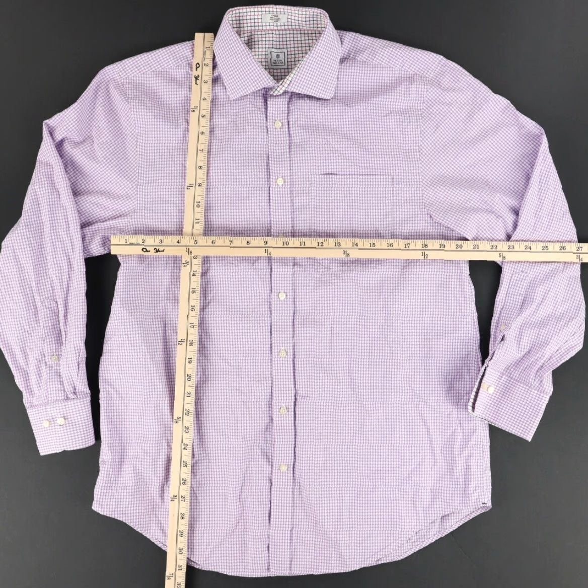 Peter Millar Peter Millar Shirt Purple Men L Check Button Down Textured Flip Cuff Cotton Size US L / EU 52-54 / 3 - 3 Thumbnail