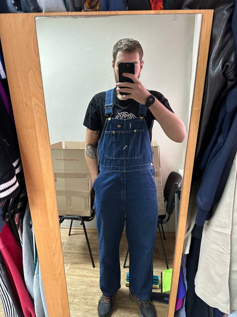 Dickies × Vintage Dickies vintage workwear denim bib overall size 34 x 32 blue Size US 34 / EU 50 - 17 Thumbnail