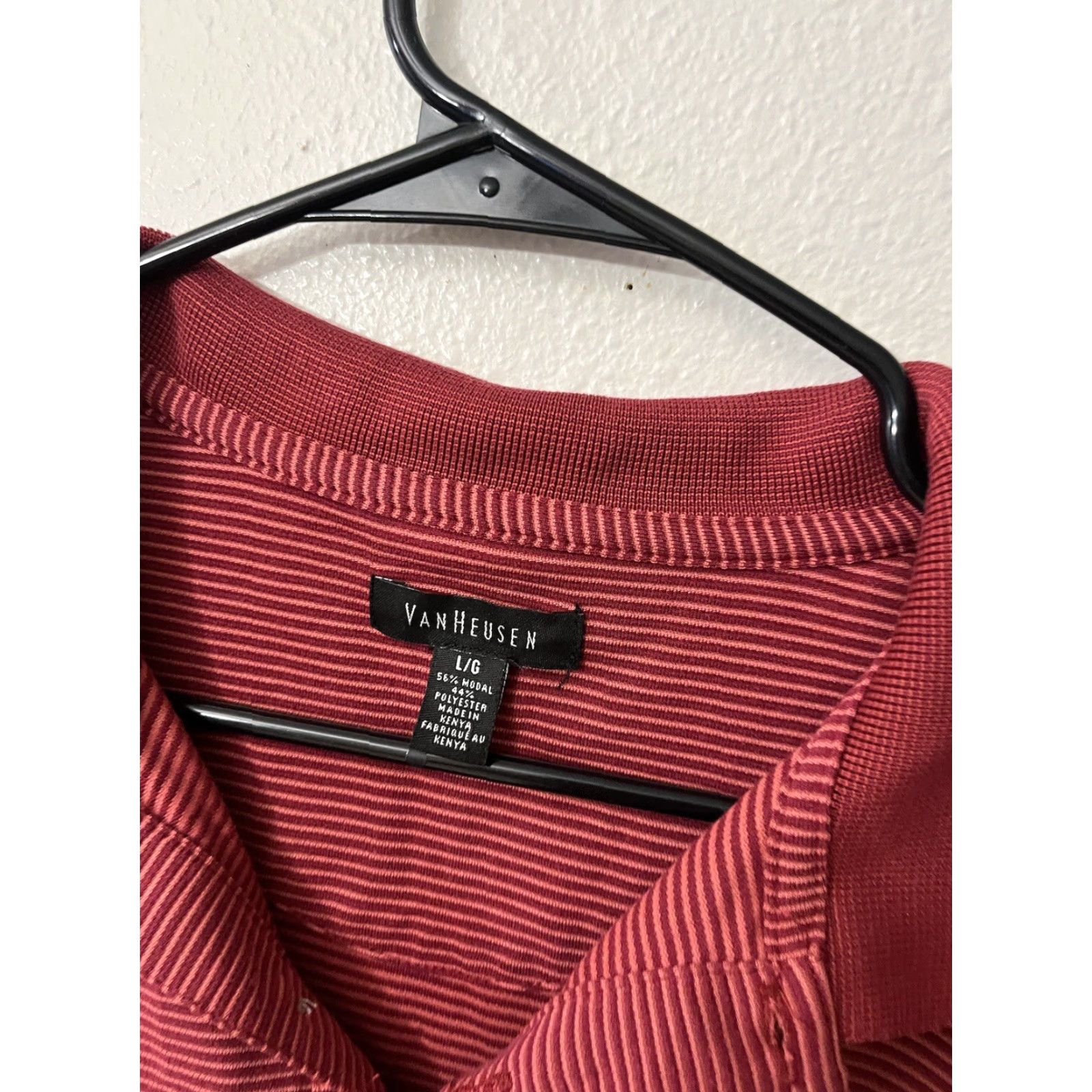 Van Heusen VAN HEUSEN Polo Shirt Red Striped Short Sleeve Men L Size US L / EU 52-54 / 3 - 3 Thumbnail
